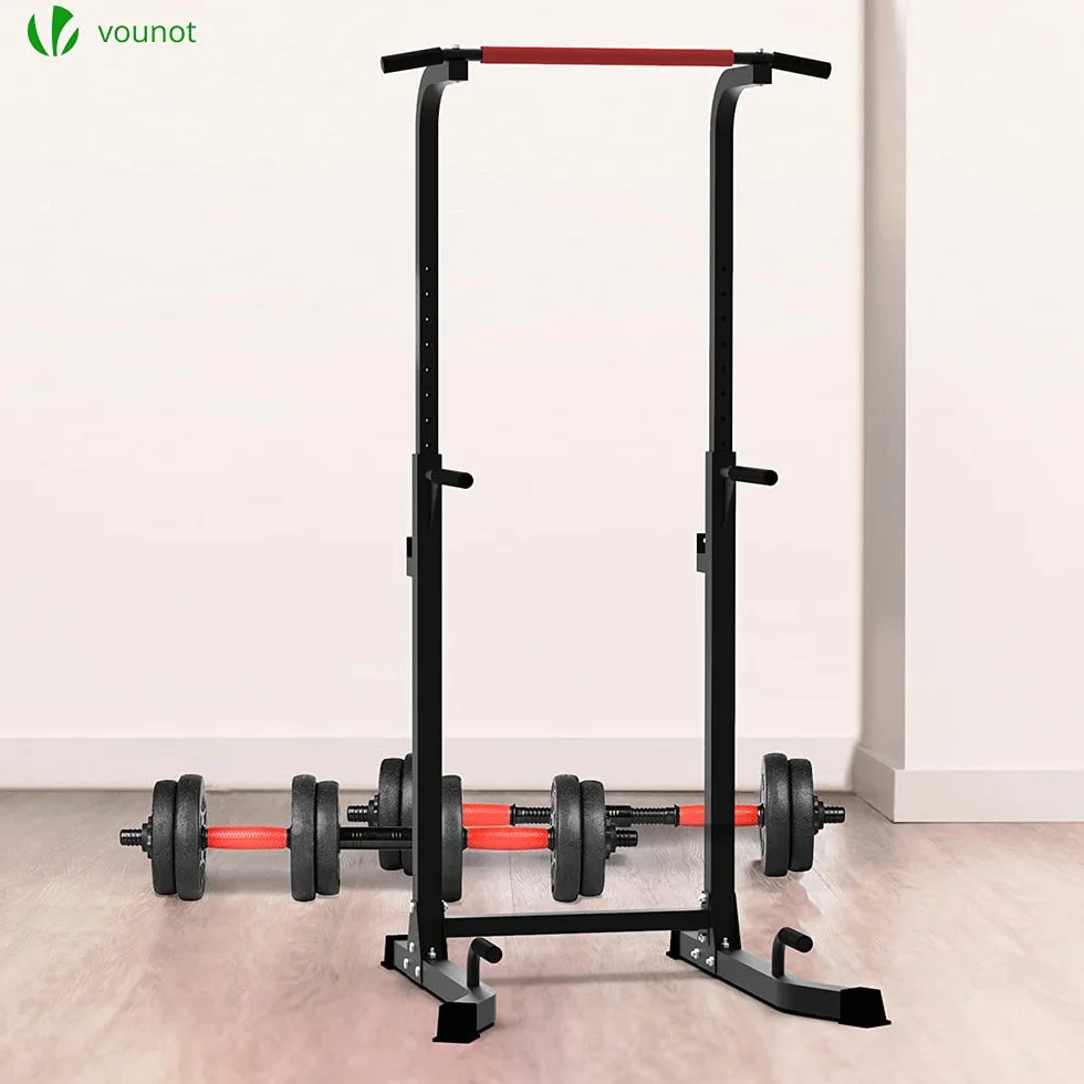 VOUNOT Power Tower, Dip Station Pull Up Bar do domowej siłowni treningu siłowego, sprzęt treningowy, czarny, 1 osoba, 6544236249111