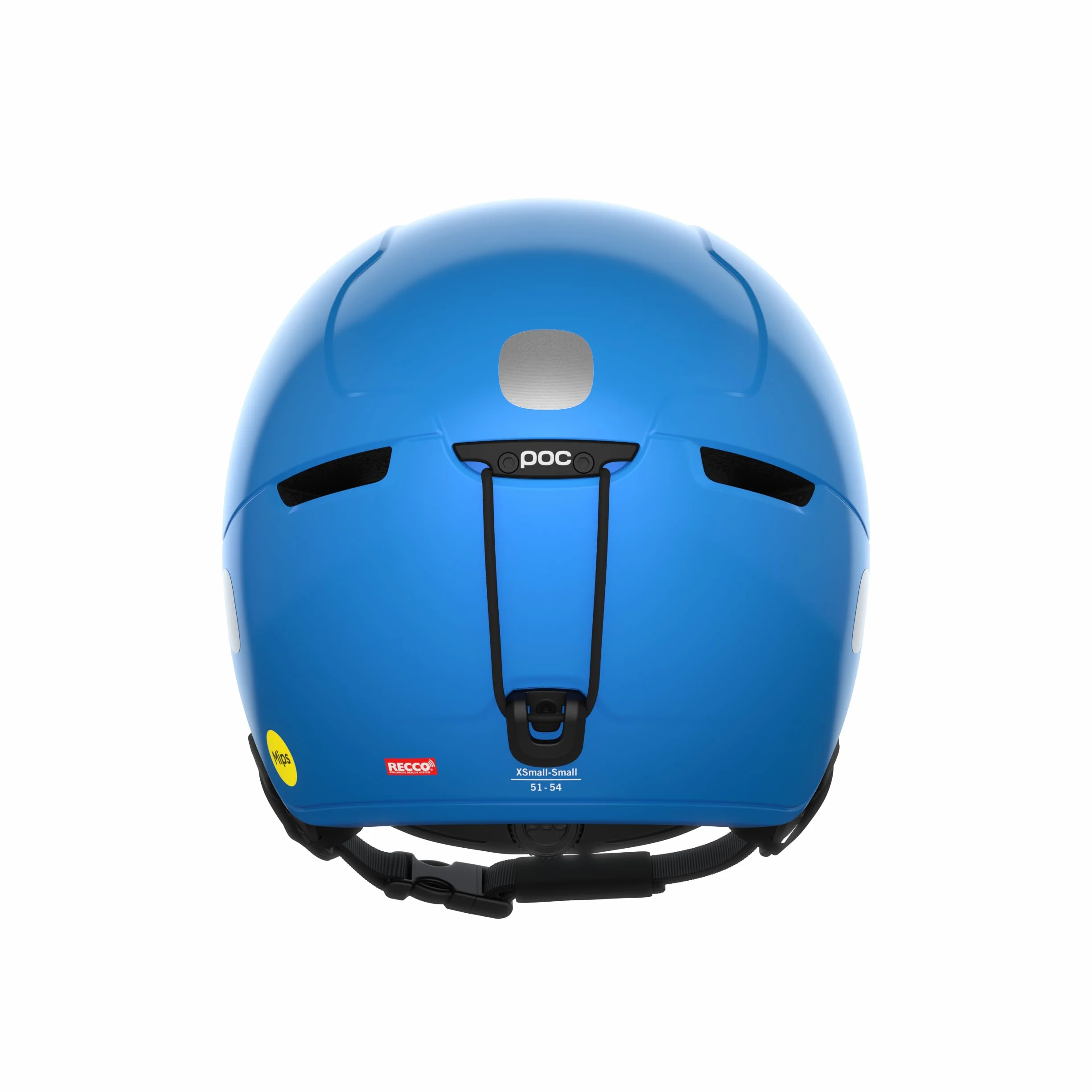 POC POCito Obex MIPS – lekki i regulowany kask narciarski i snowboardowy dla dzieci z odblaskiem RECCO, fluorescencyjny niebieski, XXS (48-52 cm)