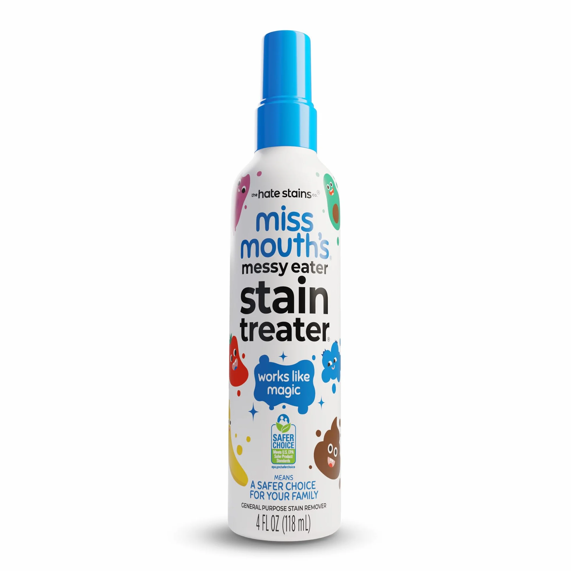 Hate Stains Co. Odplamiacz do ubrań, nietoksyczny spray do usuwania plam woskowych dla niemowląt i dzieci, środek do czyszczenia ubrań, kurzu, dywanów (120 ml, butelka z rozpylaczem)