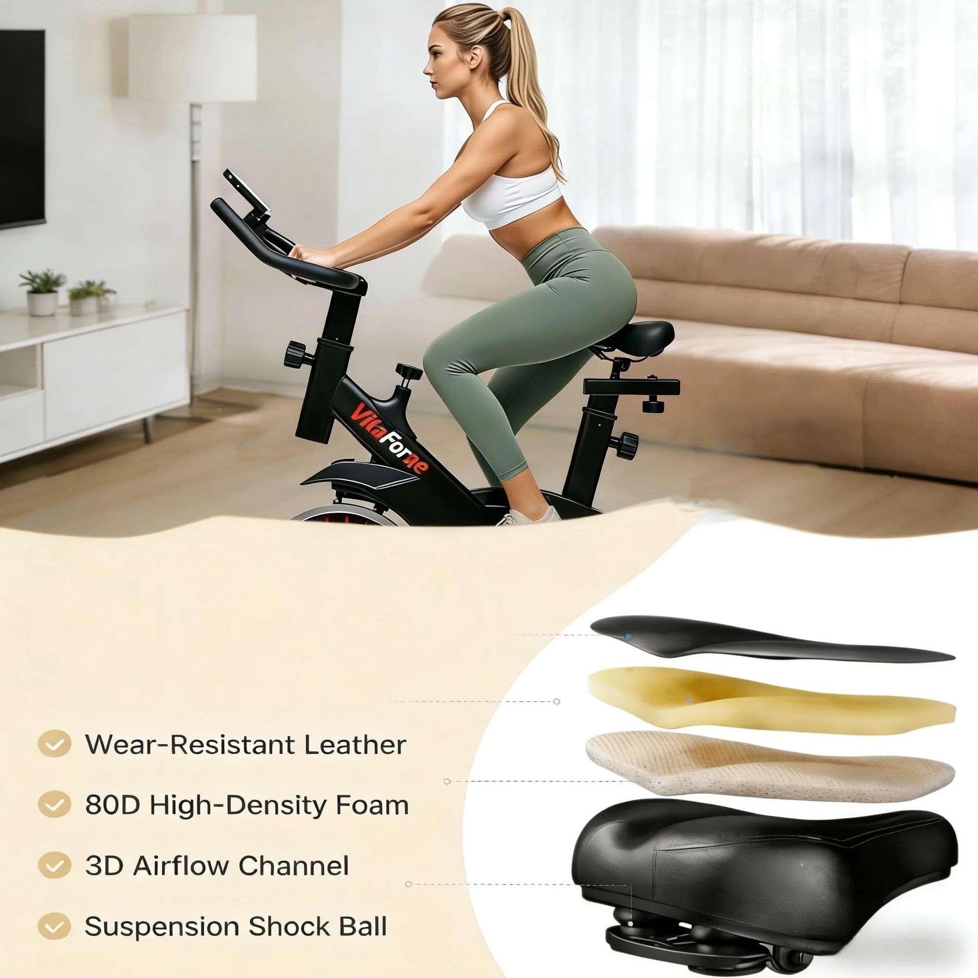 Domowy rower stacjonarny cichy z regulowanym oporem magnetycznym, regulowaną wysokością, sprzęt do treningu cardio w domu, z uchwytem na tablet, wytrzymały i przenośny rower do odchudzania i fitnessu