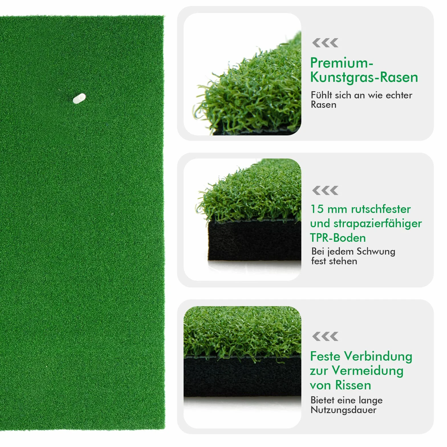 COSTWAY 150 x 100 cm mata do golfa, mata treningowa do golfa zawierająca 3 gumowe tee, mata golfowa z 2 pozycjami uderzenia, do użytku wewnętrznego i zewnętrznego