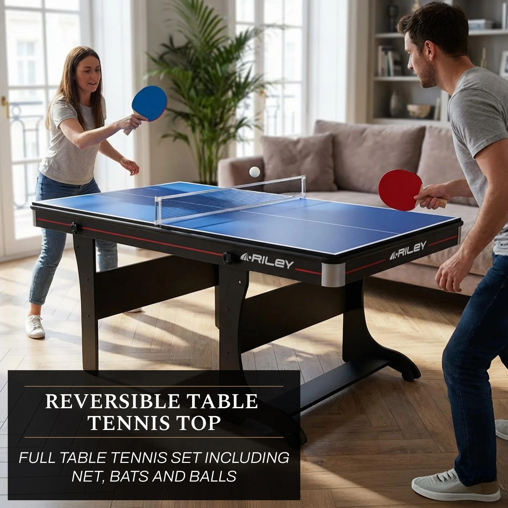 Bilard 5FT Riley składany pionowo + taca do ping ponga + 2 ogony 108 cm