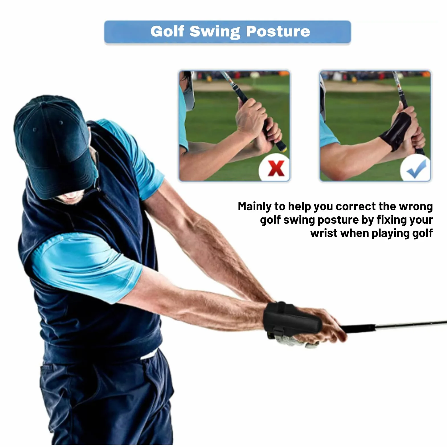 DEWIN Golfowa opaska na nadgarstek, uchwyt na stabilizator treningowy, korektor huśtawki, akcesoria do trenera dla golfistów