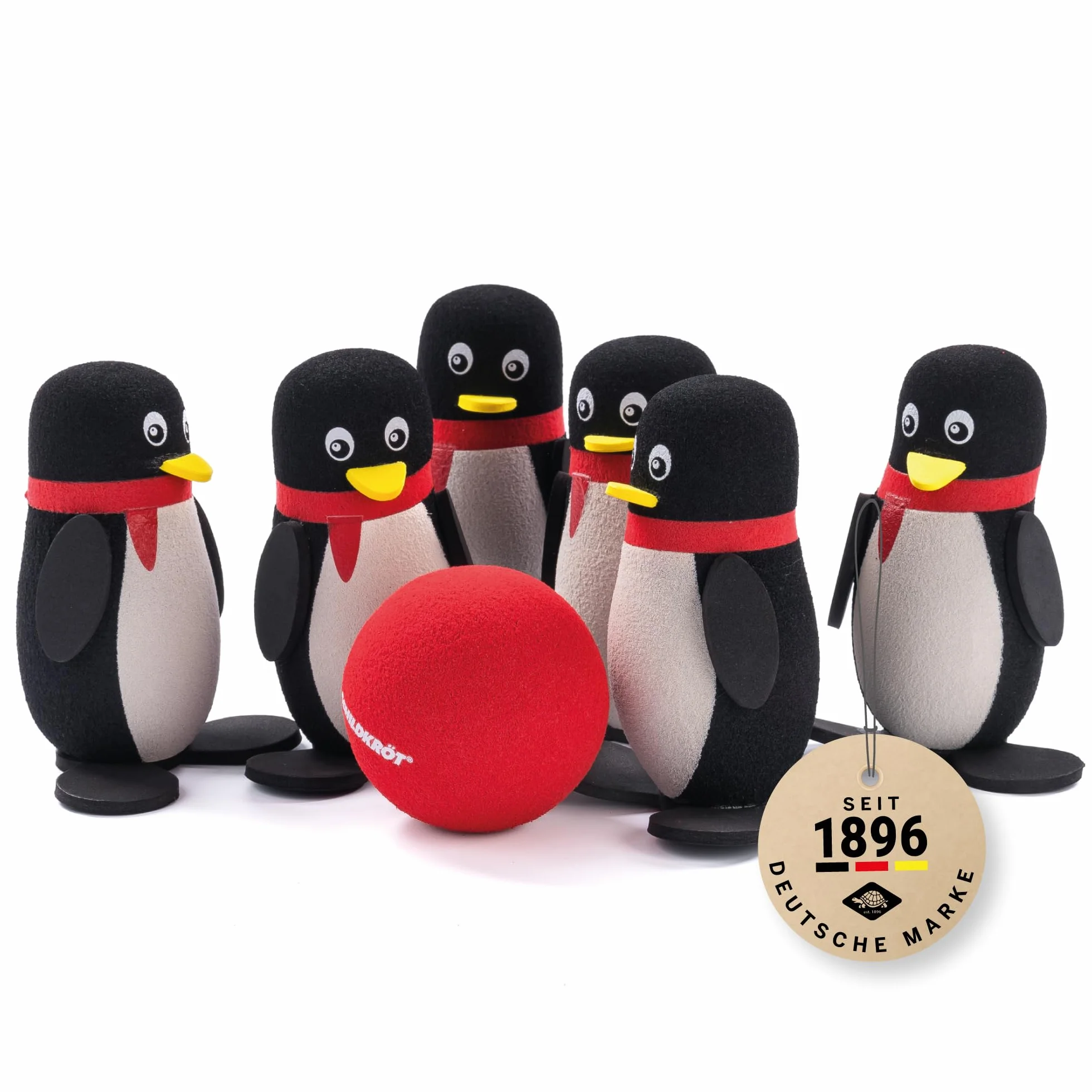 Schildkröt® Pingwin Soft Bowling zestaw do kręgli, do użytku wewnątrz i na zewnątrz, składający się z 6 pingwinów o stabilnej pozycji i miękkiej kuli, 970303