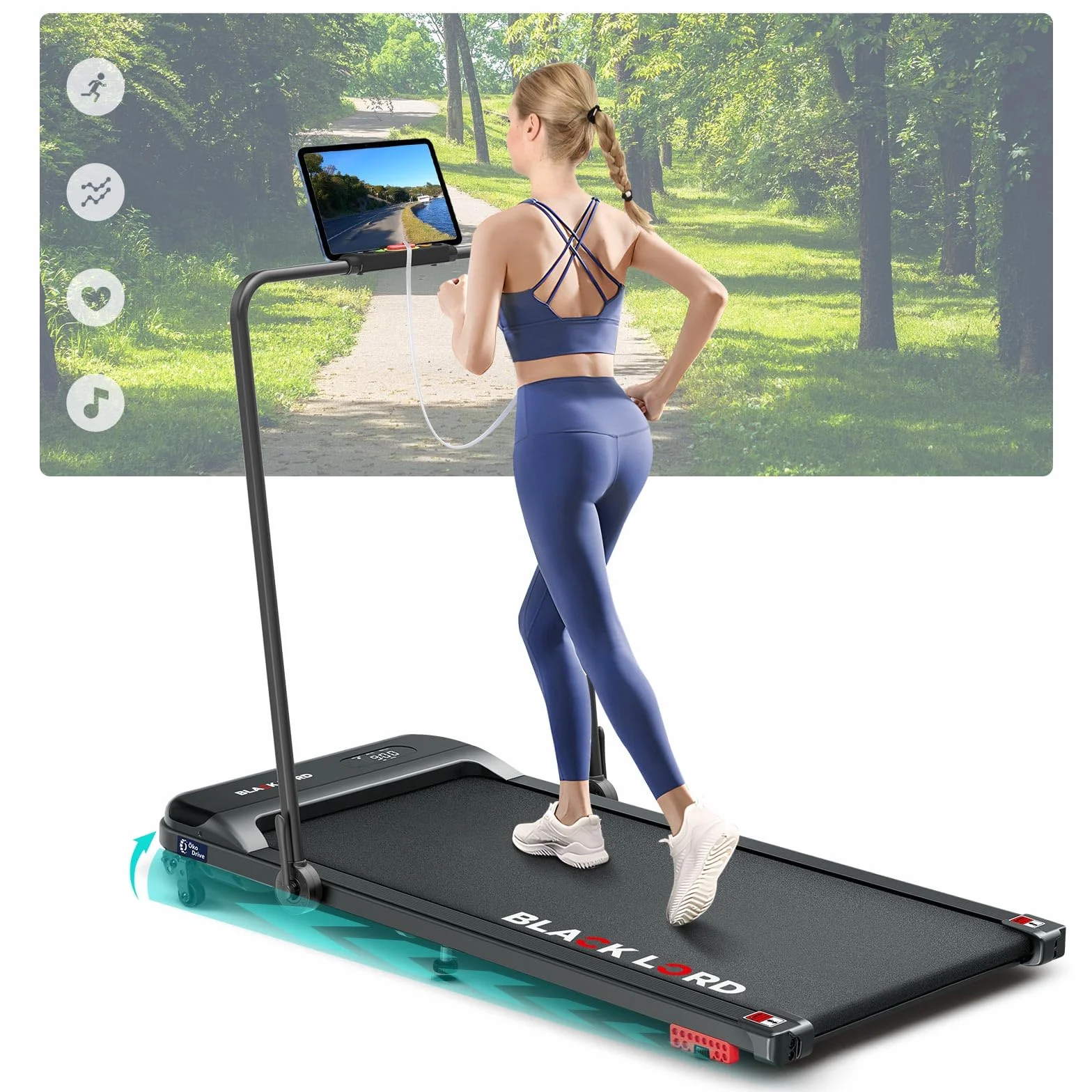 BLACK LORD Bieżnia treningowa 3,2 HP 4% nachylenia Bluetooth
