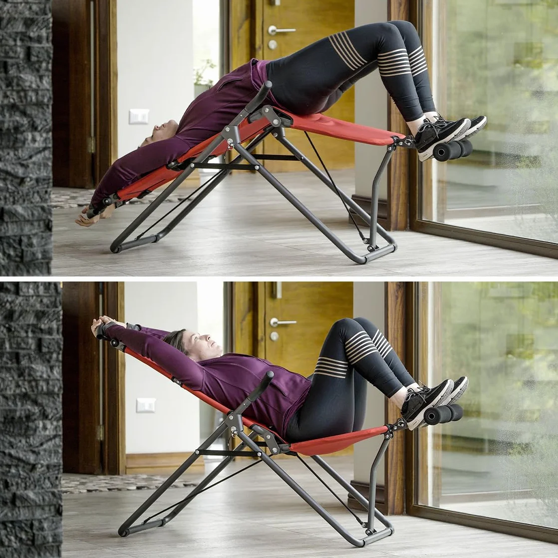 Mediashop Uniseks Back Lounge M23118 Inwersyjny Trener Pleców, Czerwony/Czarny, Do 250 kg