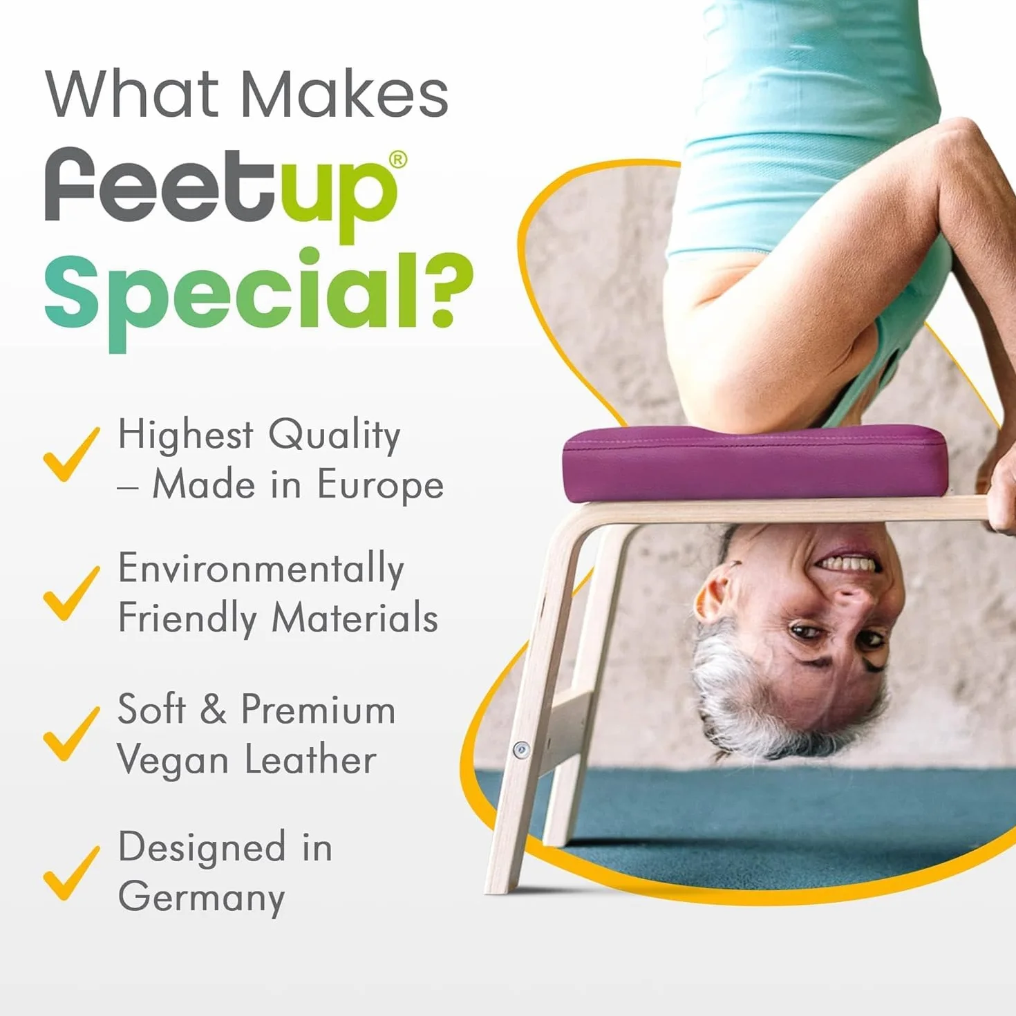 FeetUp Trener (oryginalny) – odwróć bezpiecznie i łatwo. Zdobądź formę. Zrelaksuj się. Obróć swoją jogę do góry nogami! (klasyczny, fioletowy)