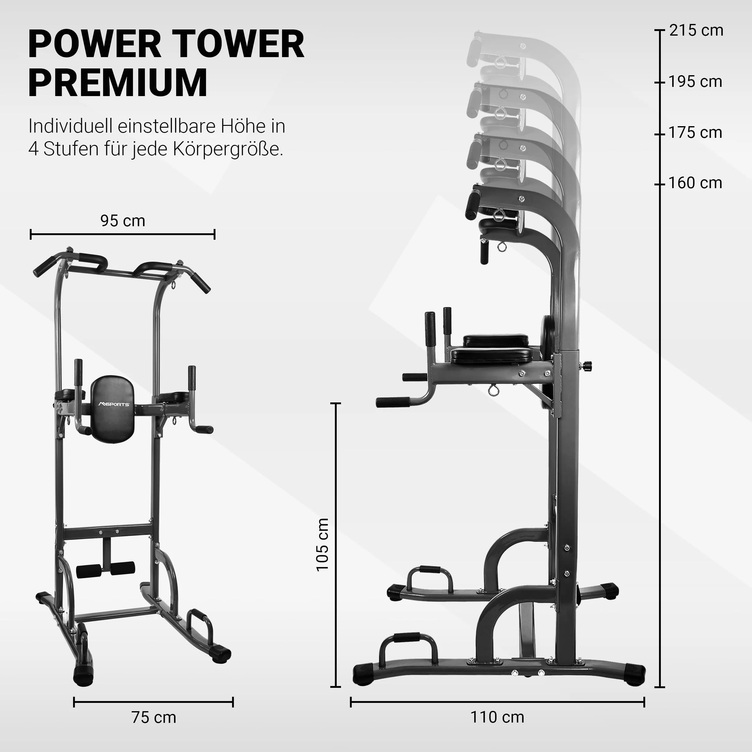 Power Tower wielofunkcyjna stacja kulturystyczna 7 w 1 regulowany rozmiar z drążkiem do podciągania