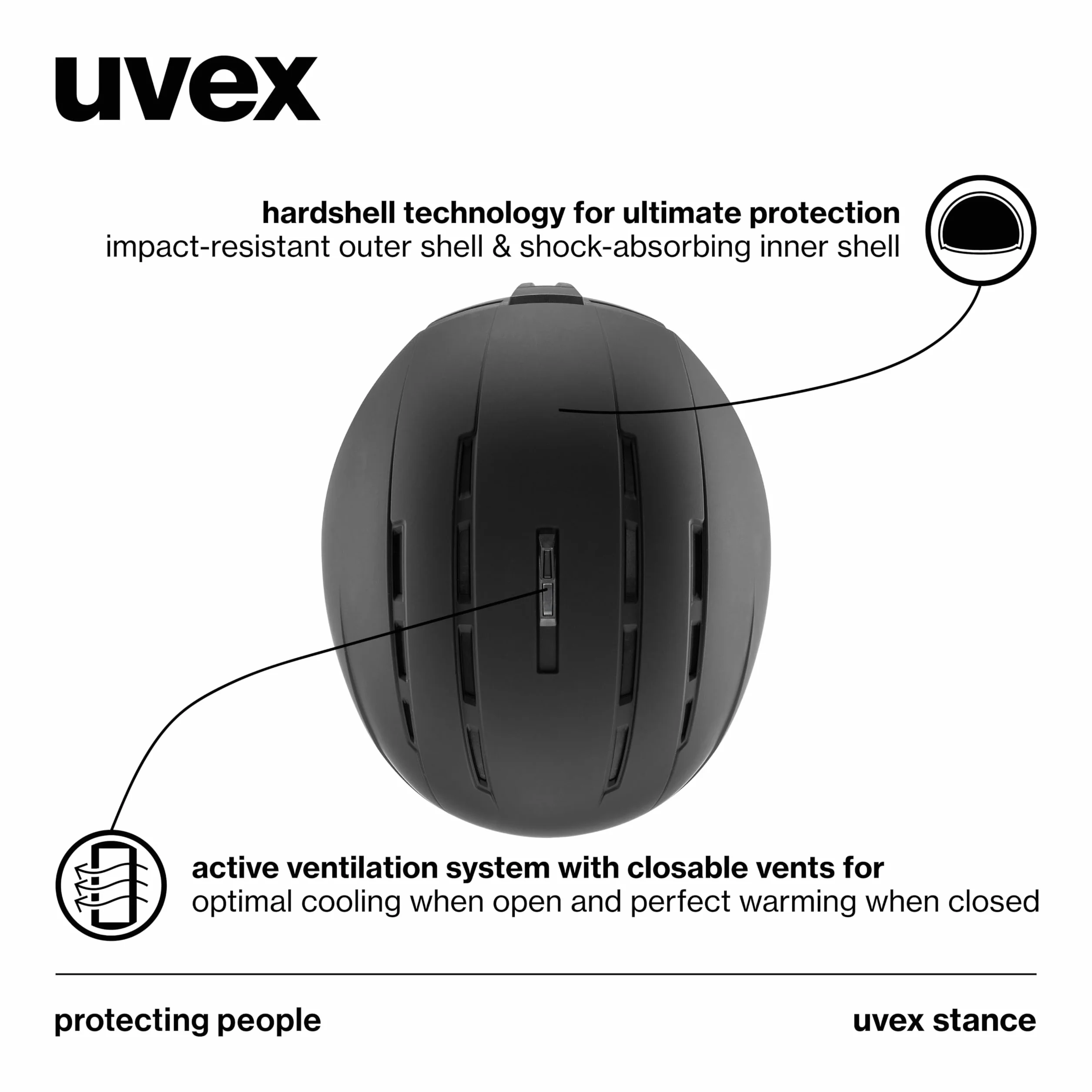 uvex stance, Kask narciarski unisex-dorosły, black matt, 58-62 cm