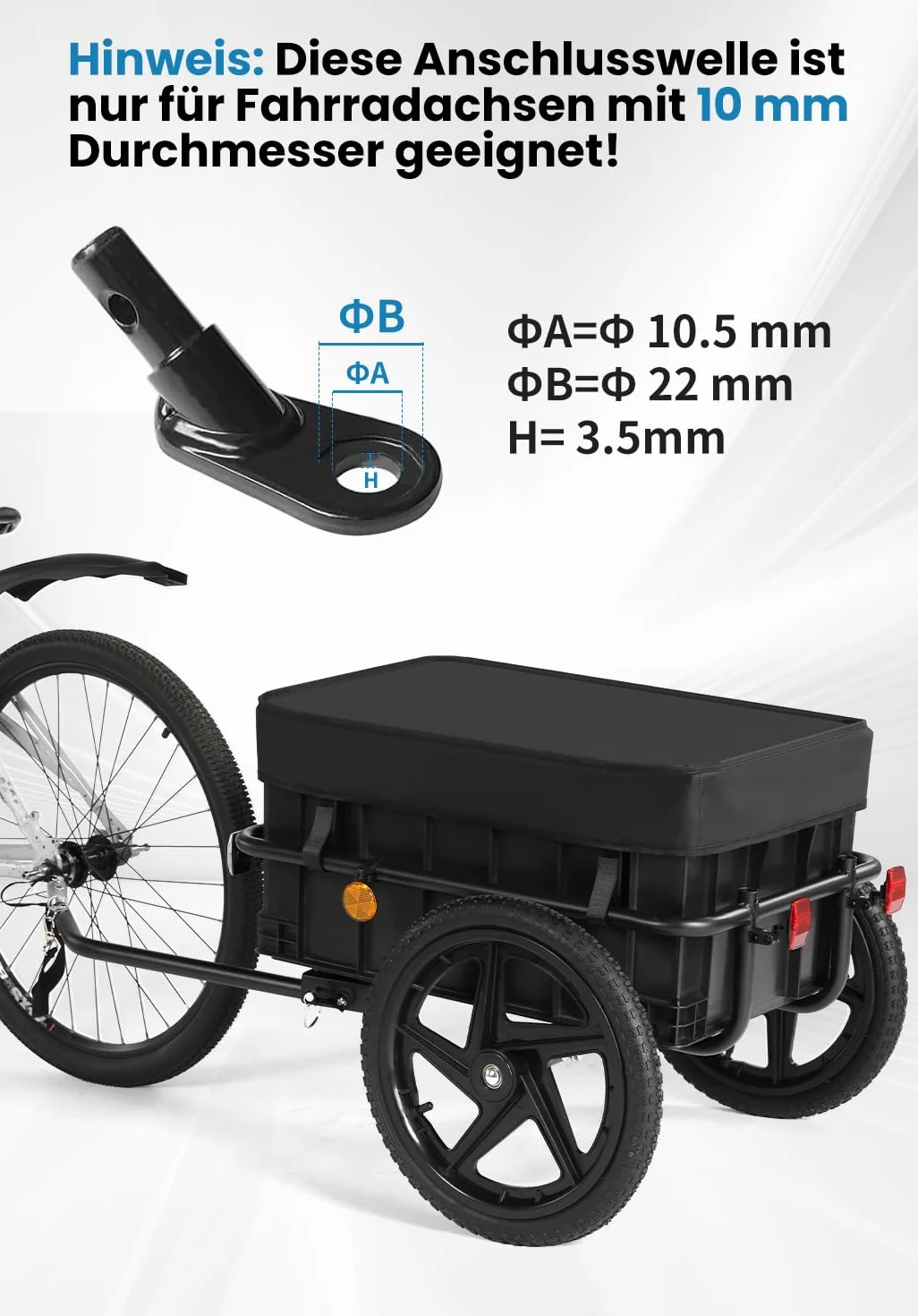 Przyczepa rowerowa 2 w 1, przyczepka rowerowa z uchwytem przesuwnym, stabilna żelazna rama, opony pneumatyczne 40 cm, obciążenie do 40 kg