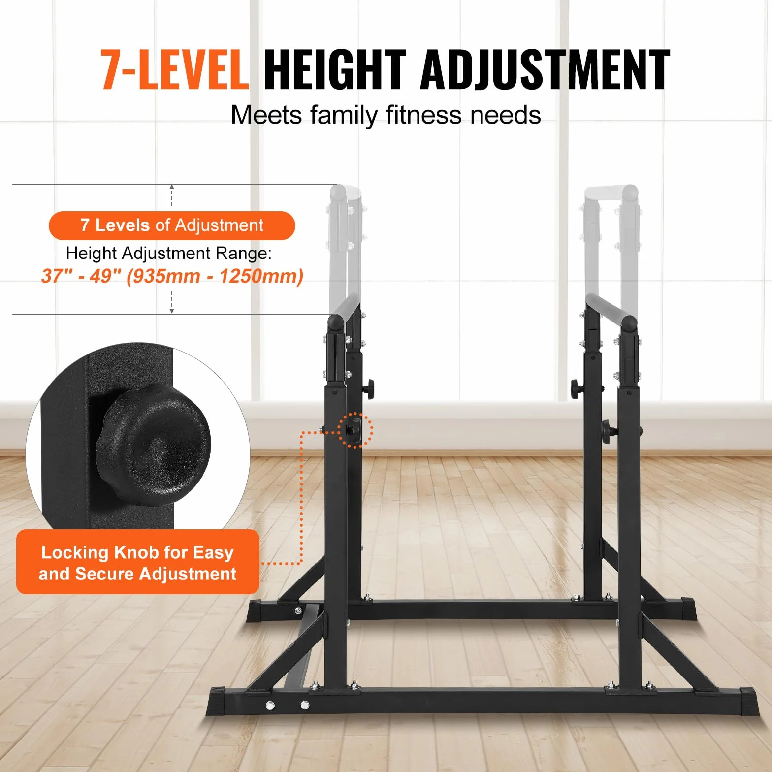 VEVOR Drążek do dipów 362 kg regulowany stabilizator fitness paralletka push-up