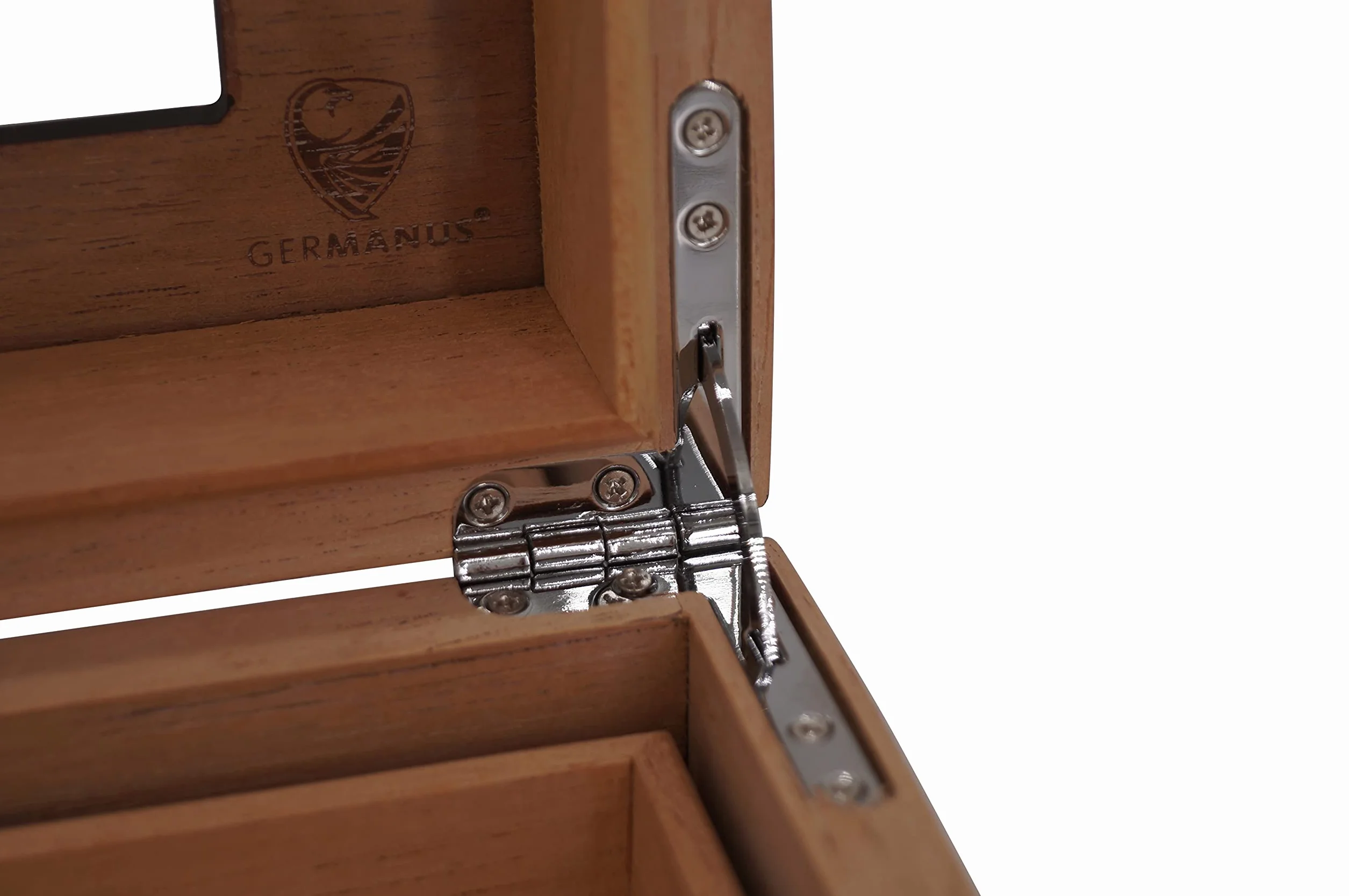 GERMANUS Humidor skrzynia z okienkiem, brązowa