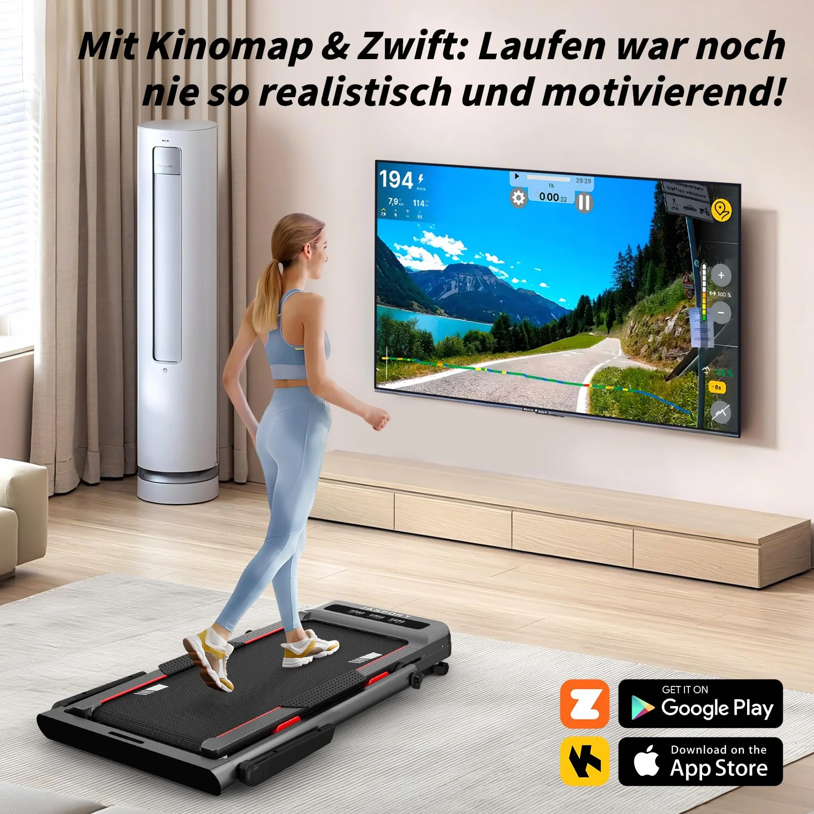 GL3H Bieżnia Składana 12° Nachylenie 2w1 Panel Chodzenia 14 km/h 3.0 KM Silnik Cichy 18 Programów Sterowanie Dotykowe Bluetooth