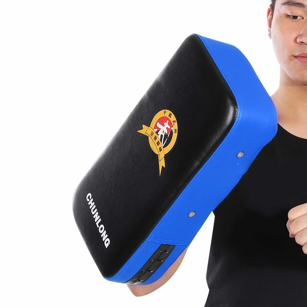 Podkładka ze skóry PU, odporna na wstrząsy zagęszczona trening bokserski Sanda Trening docelowy Thai Pad odpowiednia do ćwiczeń Taekwondo i Sanda (niebieska)