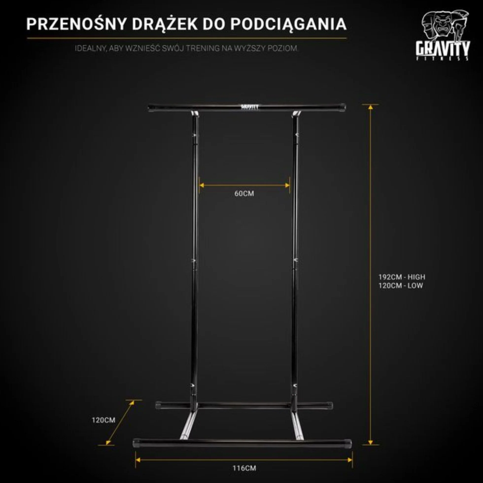 Drążek do podciągania Gravity Fitness – Wolnostojący i regulowany sprzęt do ćwiczeń kalistenicznych, treningu siłowego i ćwiczeń z masą ciała – do domu i na zewnątrz