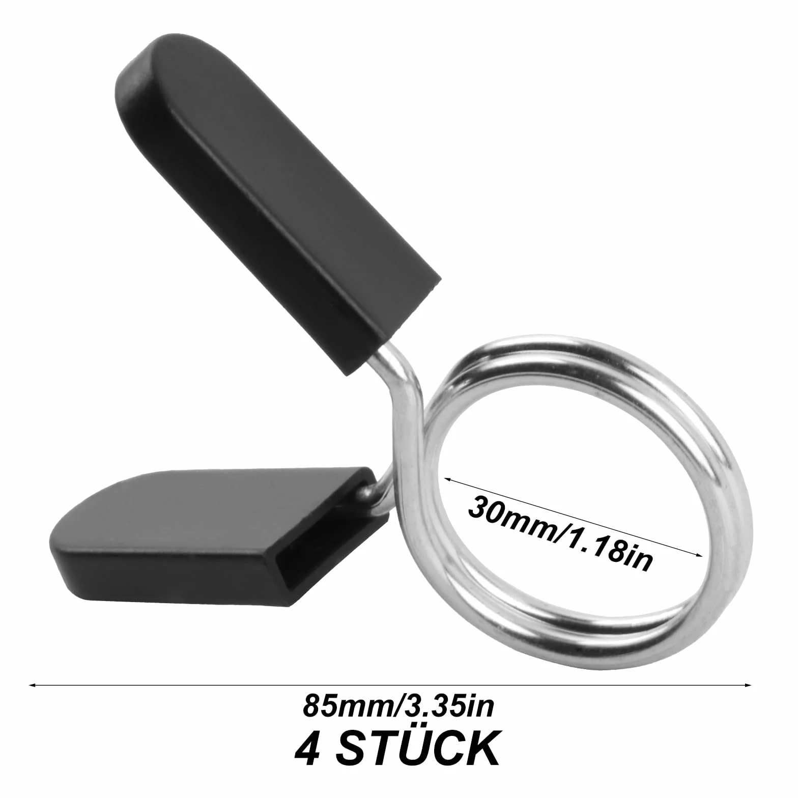 4 sztuki zapięcia do hantli, 30 mm, długie zaciski do kołnierza, zatrzaski blokujące, szybkie zamknięcie, do treningu podnoszenia ciężarów