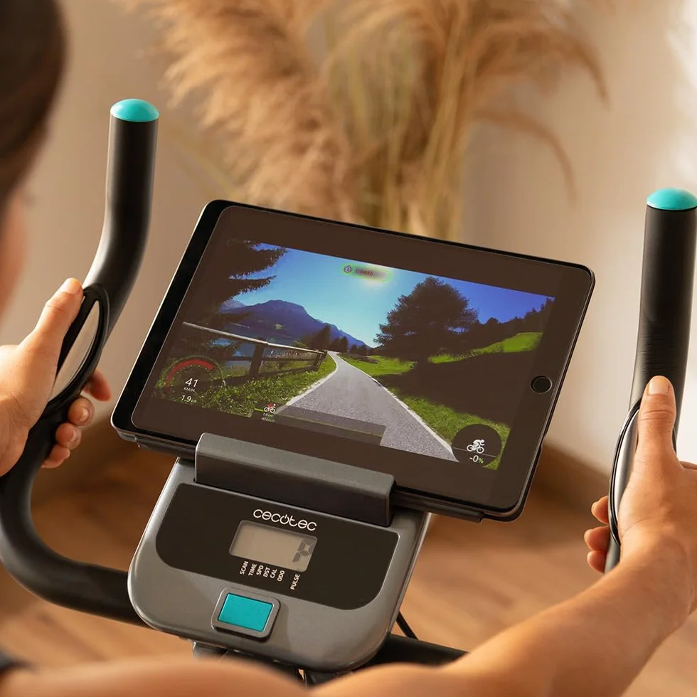 Cecotec X-Bike Składany rower treningowy z systemem Silence Fit, oparciem, regulowaną kierownicą i siodełkiem, pulsometrem, wyświetlaczem LCD
