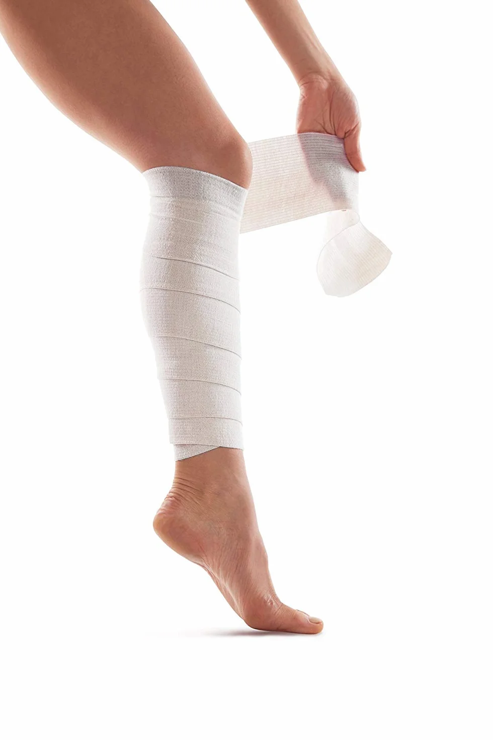 Bandaż elastyczny z metalowymi klipsami, długość 10 m na 8 cm biały
