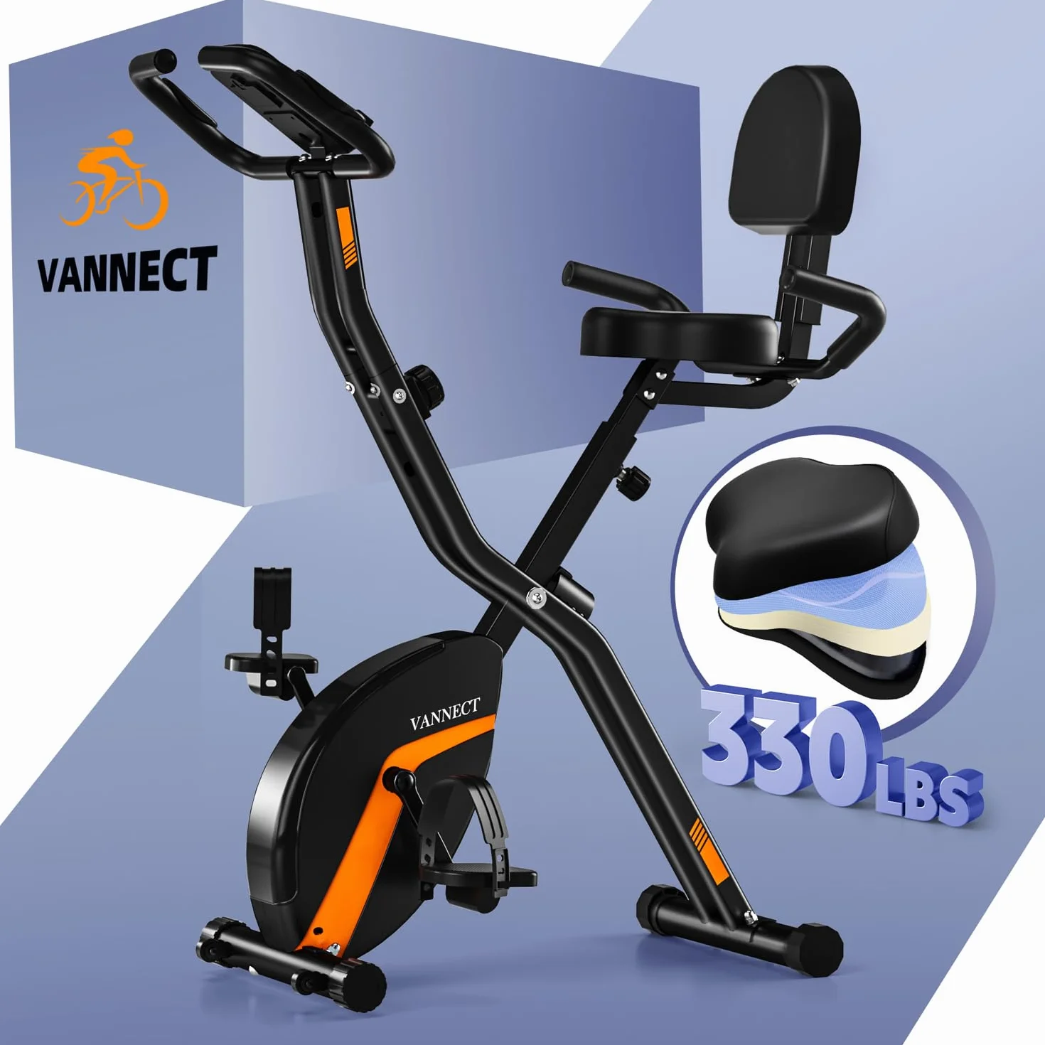 VANNECT Poziomy rower treningowy do użytku domowego, 16-stopniowy opór, nośność 181 kg, ulepszone magnetyczne rowery poziome, z inteligentną aplikacją i monitorem LCD, regulowane siedzenie