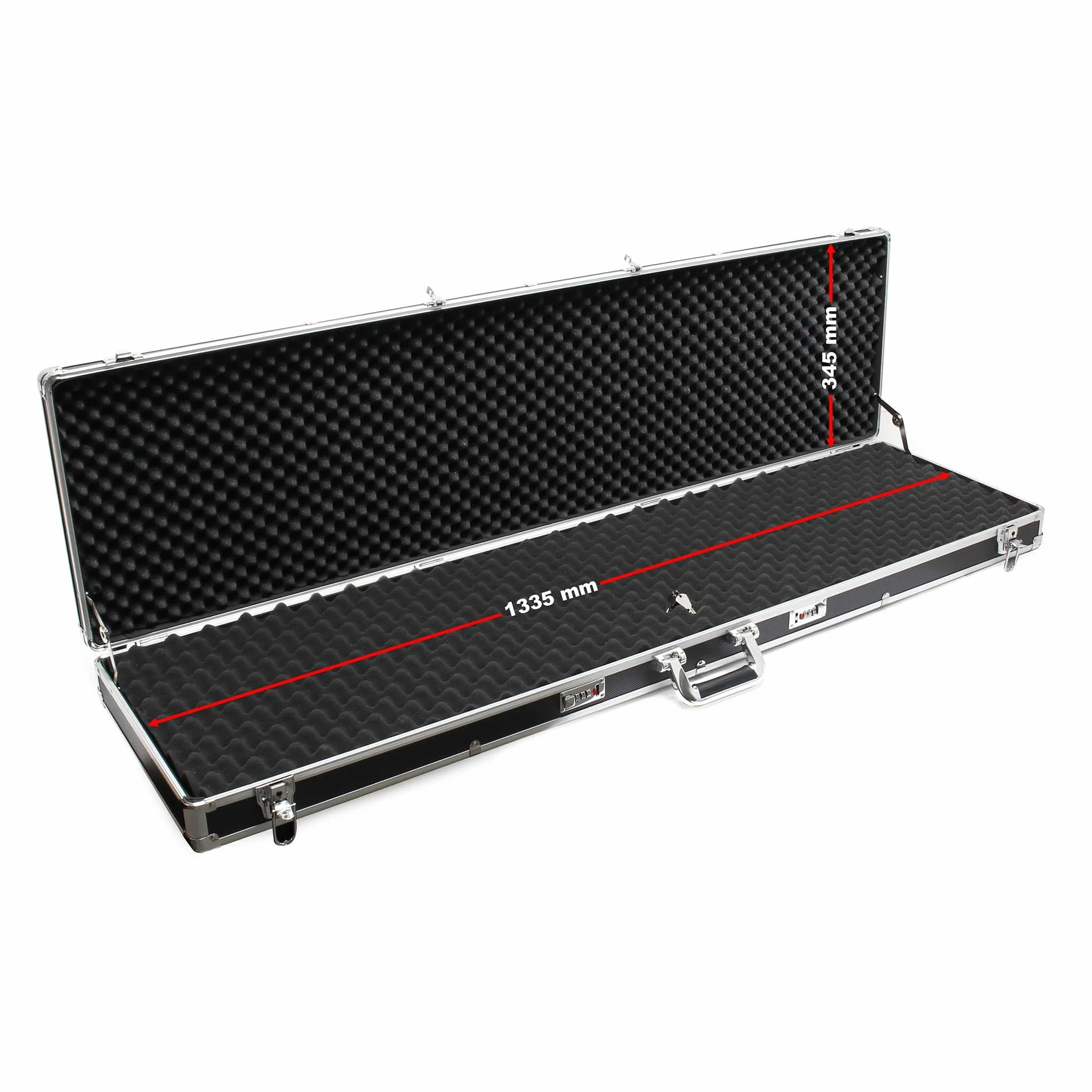 Wiltec Futerał na broń aluminiowy z zamkiem szyfrowym i pianką 134x36x11cm, walizka transportowa na broń długą, skrzynia na karabin z uchwytem