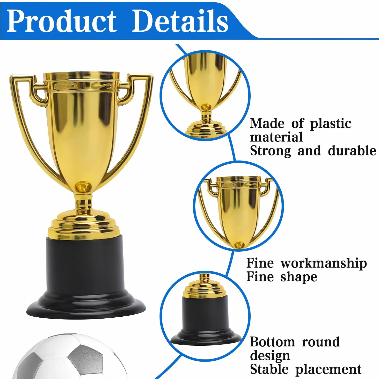 8 sztuk trofeów na prezent, mini złote trofea dla dzieci, tworzywo sztuczne, mini zwycięzcy puchary, puchar dla dzieci, na imprezę, jako upominek, urodziny dziecka, konkursy sportowe