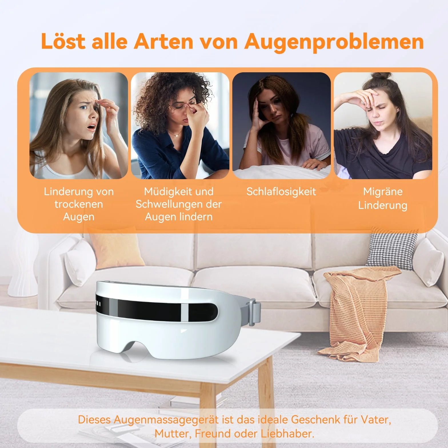 Masażer do oczu z parą, rozgrzewająca maska na oczy z wibracjami i muzyką Bluetooth, urządzenie do masażu oczu dla zmęczonych i suchych oczu, 5 trybów wielokrotnego ładowania