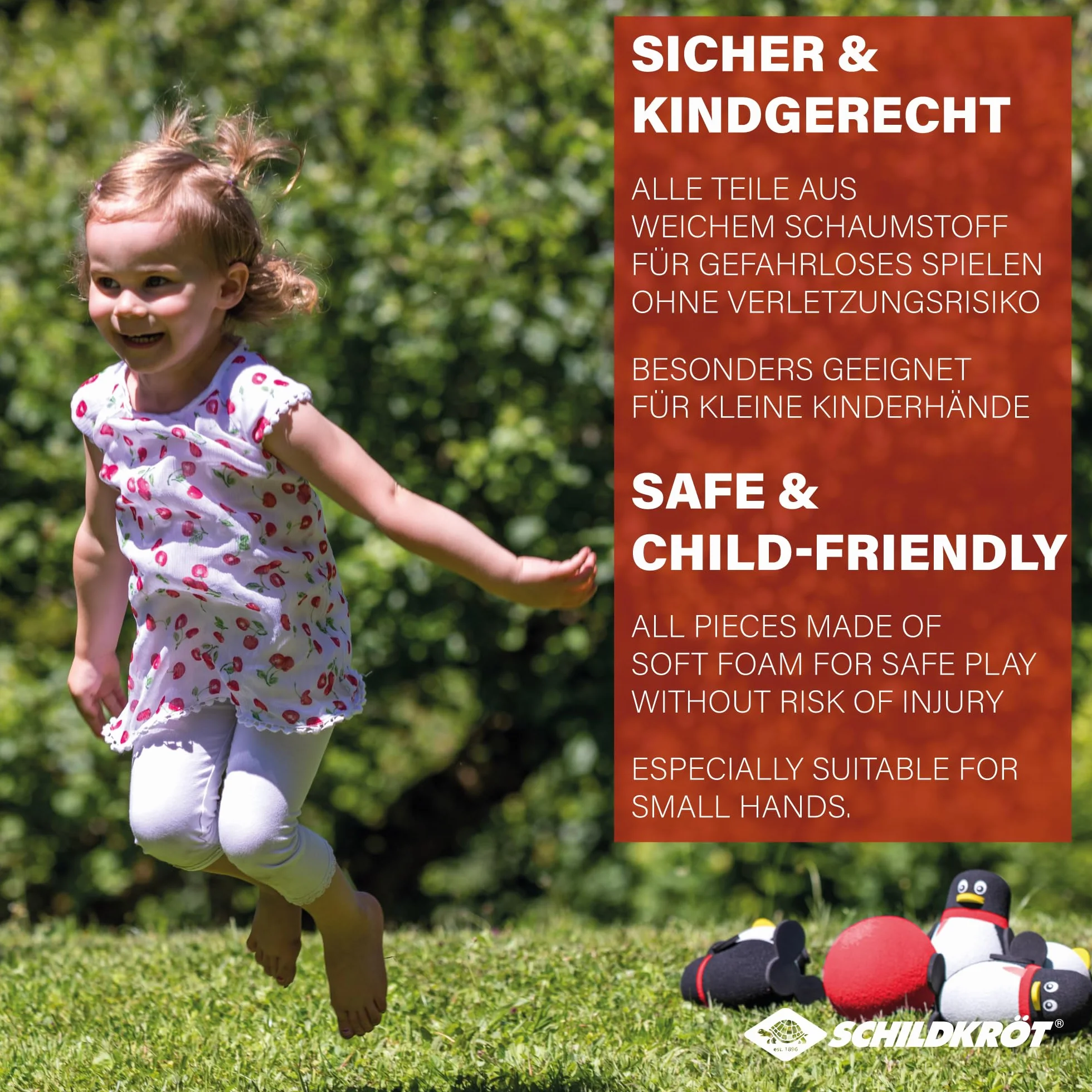 Schildkröt® Pingwin Soft Bowling zestaw do kręgli, do użytku wewnątrz i na zewnątrz, składający się z 6 pingwinów o stabilnej pozycji i miękkiej kuli, 970303