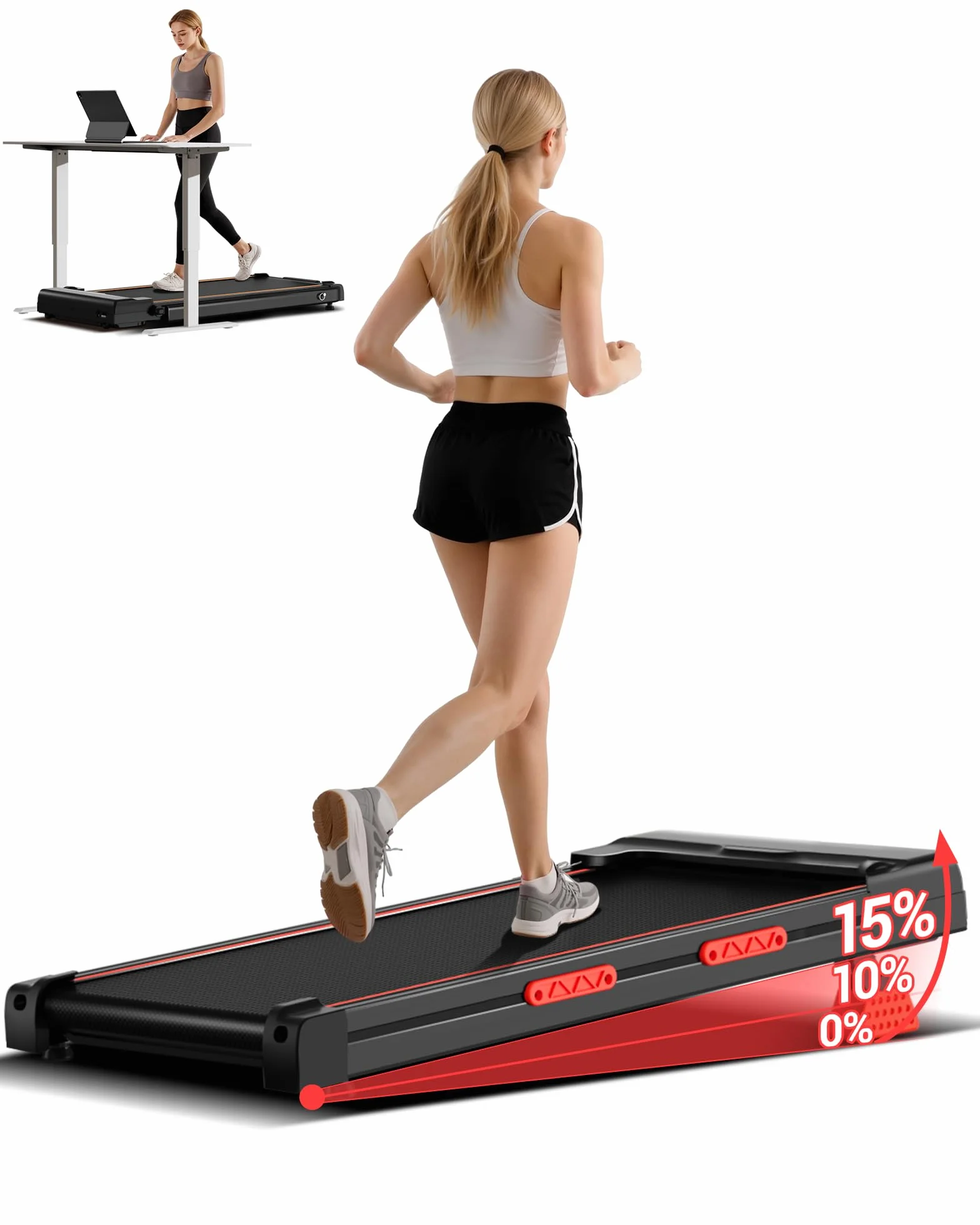 LONTEK Składana bieżnia do domu z nachyleniem 15%, bieżnia domowa prędkość do 10 km/h, bieżnia do chodzenia z silnik 2.5 HP, maximale belasting 136 kg