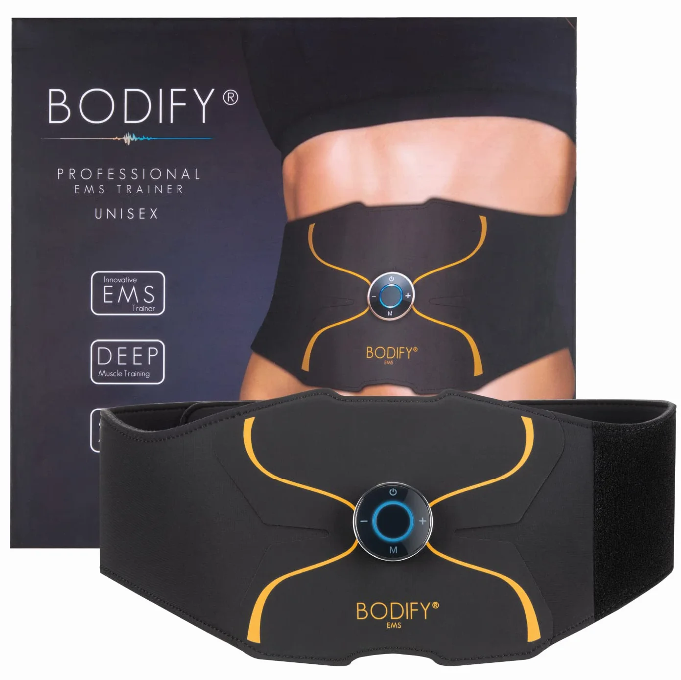 Bodify® EMS Abs Trainer Pro – Ukierunkowana aktywacja mięśni brzucha! – Aktywacja mięśni – Trening EMS – Trening mięśni brzucha – dla mężczyzn i kobiet ORYGINAŁ