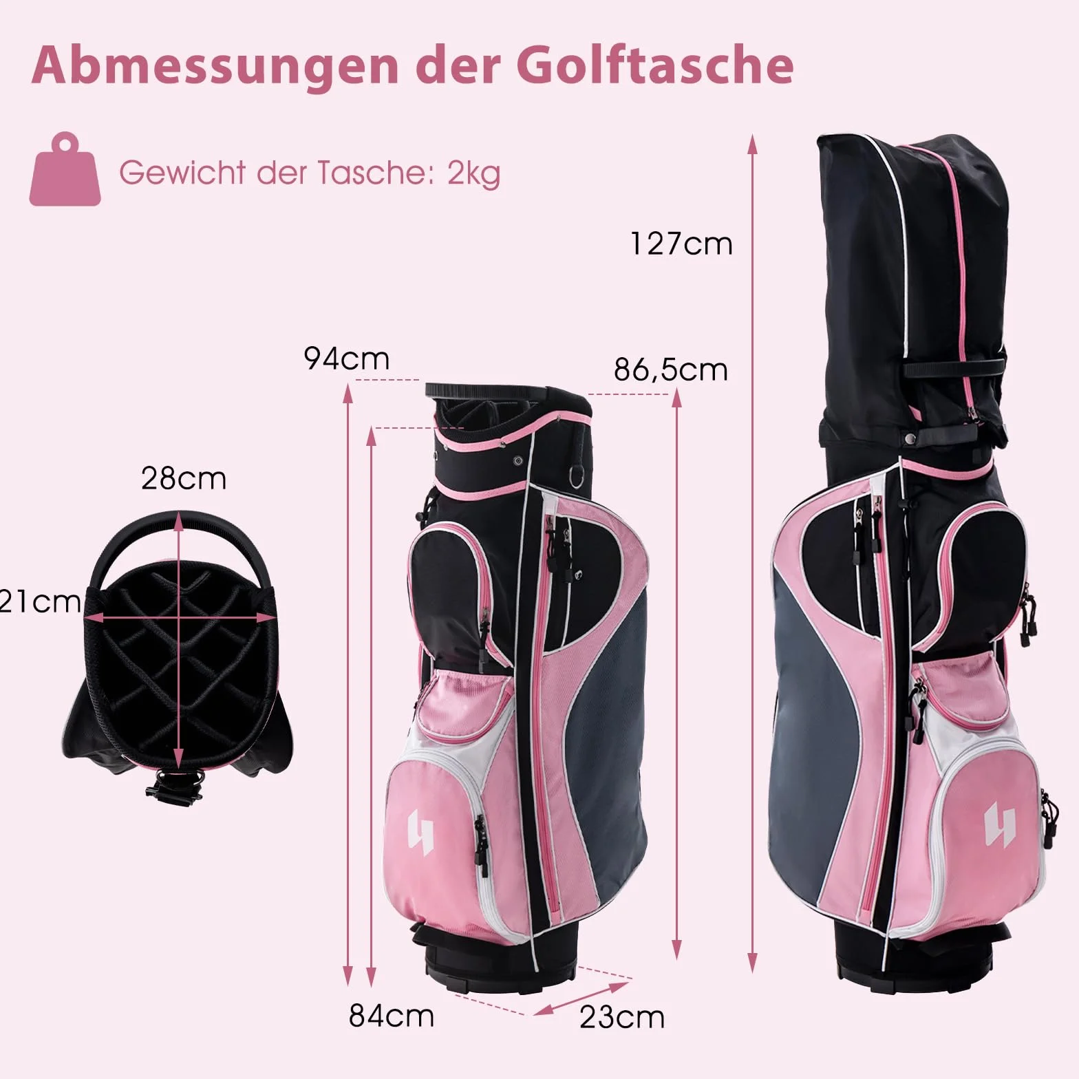 COSTWAY Kompletny zestaw damskich kijów golfowych 11-częściowy dla praworęcznych z torbą i osłoną przeciwdeszczową