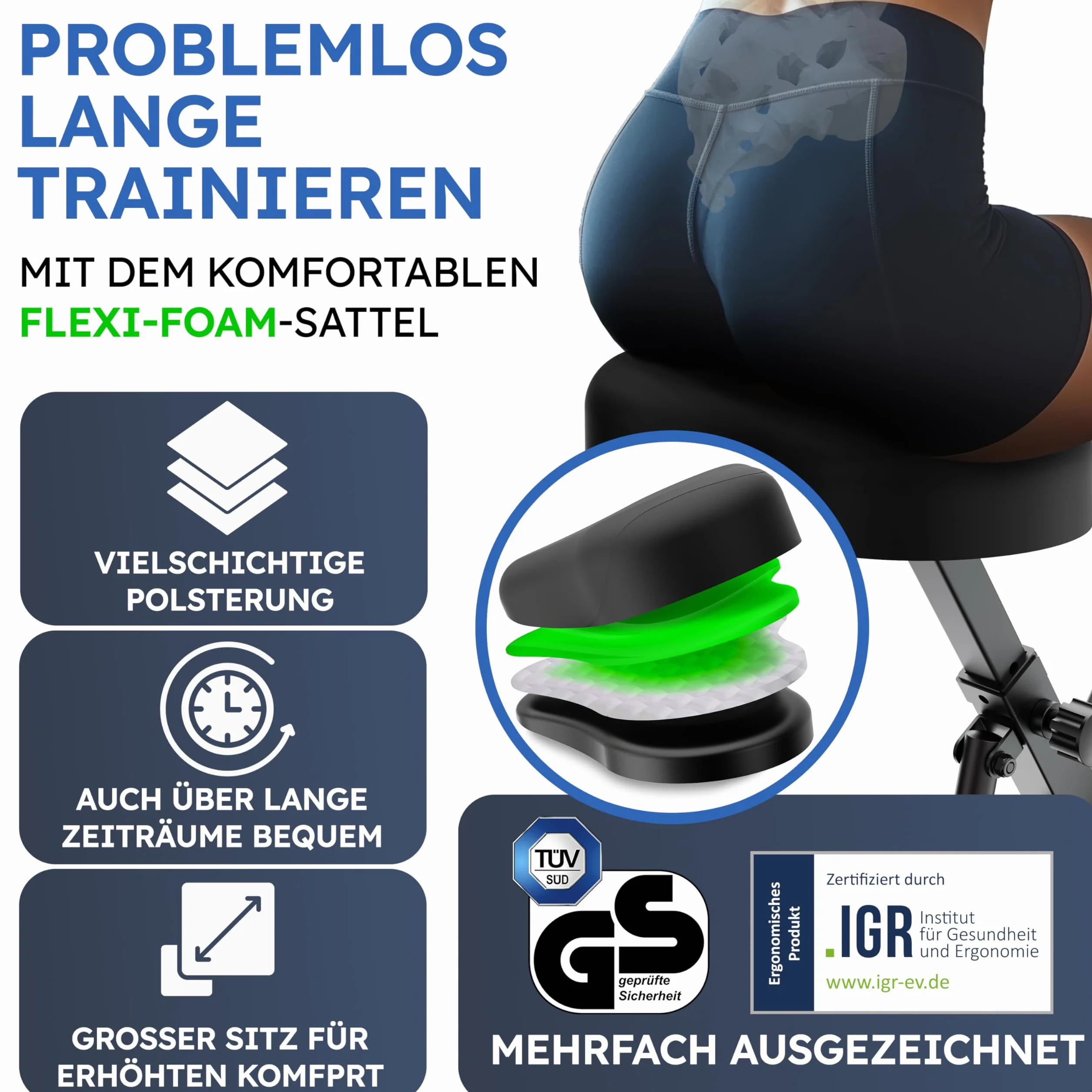 HELDENWERK rower treningowy składany FlexiFoam obciążenie 150 kg