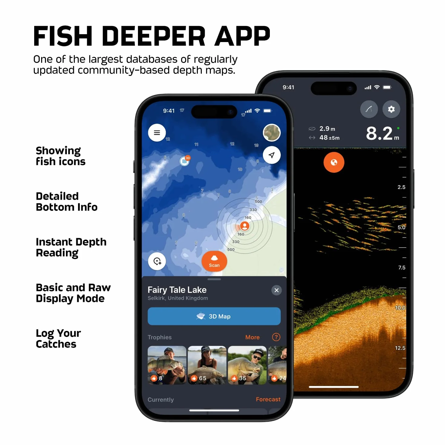 Deeper Smart Sonar Pro+ 2 echosonda echosonda – z miernikiem głębokości i nadajnikiem GPS | wędkowanie w kajaku, łodzi lub podczas łowienia ryb na lodzie | z bezpłatną aplikacją