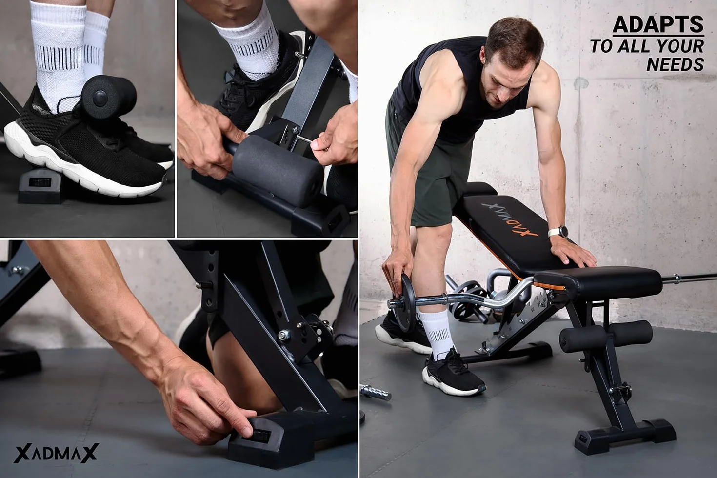 Ławka Treningowa Regulowana, Wyjątkowo Solidna i Stabilna, Udźwig do 360 kg, Składana Ławeczka Fitness, Ławka do Ćwiczeń Regulowana, do Domowej Siłowni