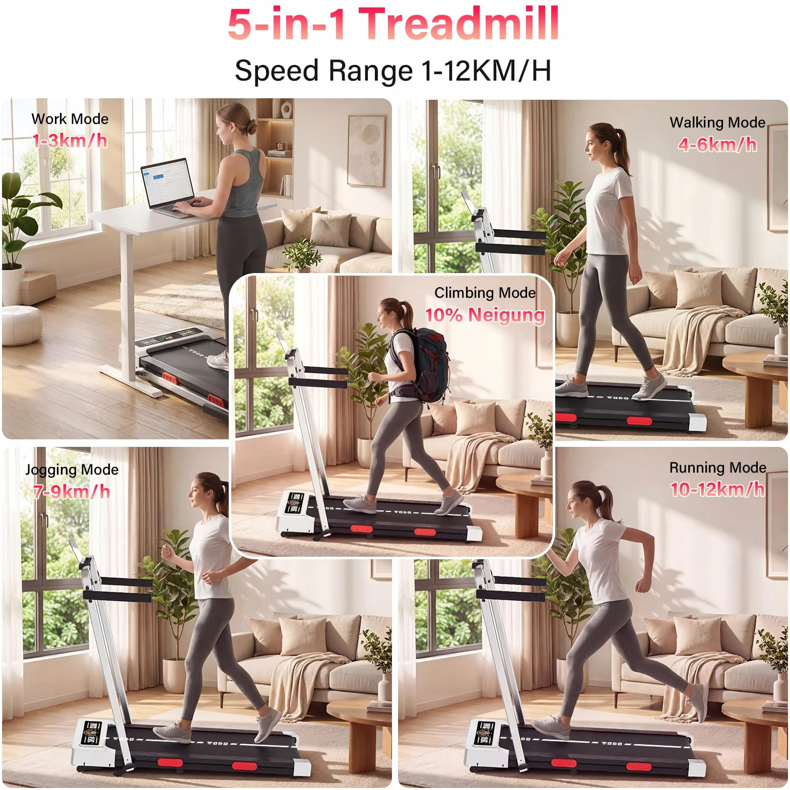TODO Bieżnia Składana z Ręczne Nachyleniem 10%, 12 km/h Mata do chodzenia z Głośnik Bluetooth, 12 Programów, Bieżnia do Domu i Biura Pojemność 150kg, 3.5HP Treadmill, APP&Wyświetlaczem LED