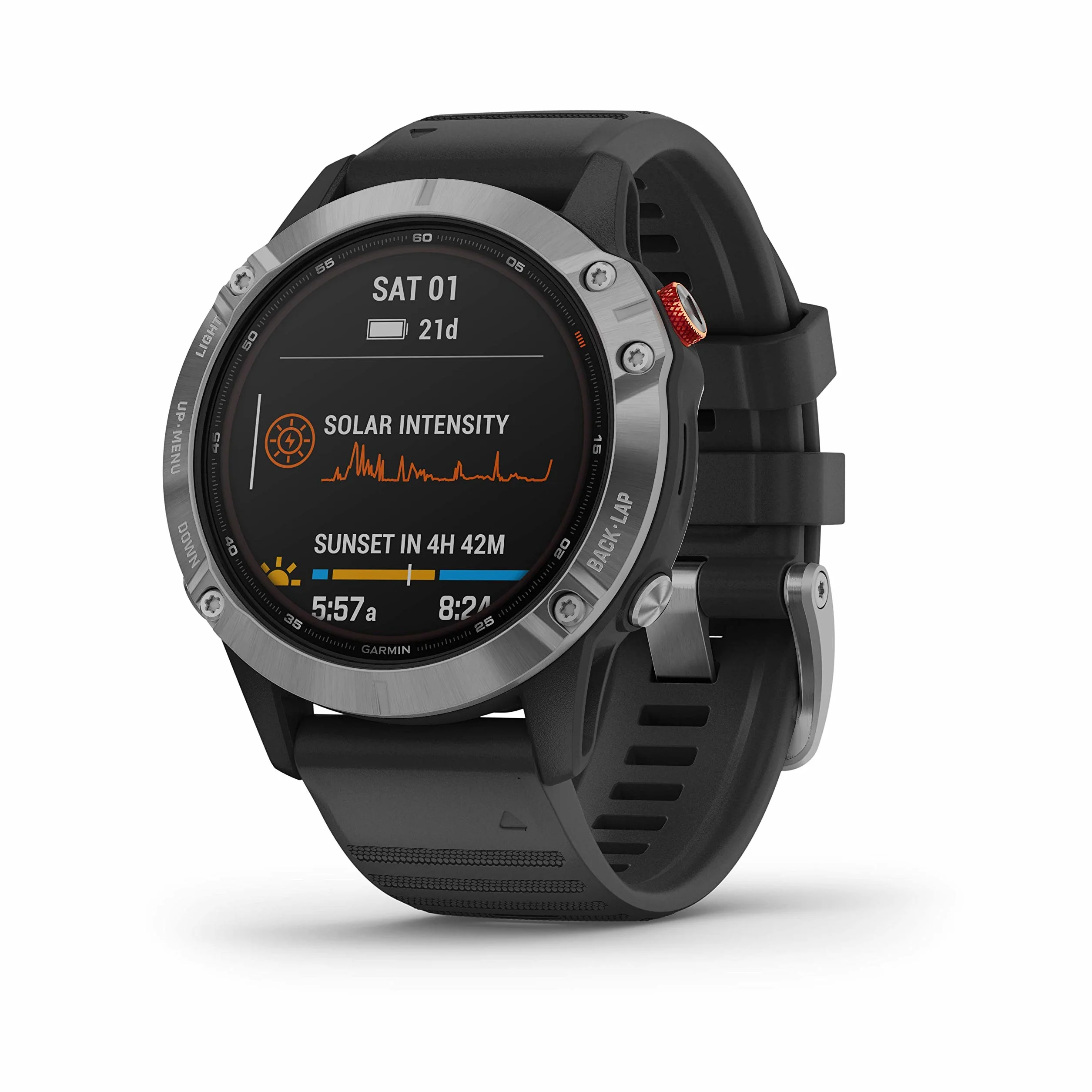 Garmin Fenix 6 Solar Zegarek GPS Srebrny Czarny Pasek