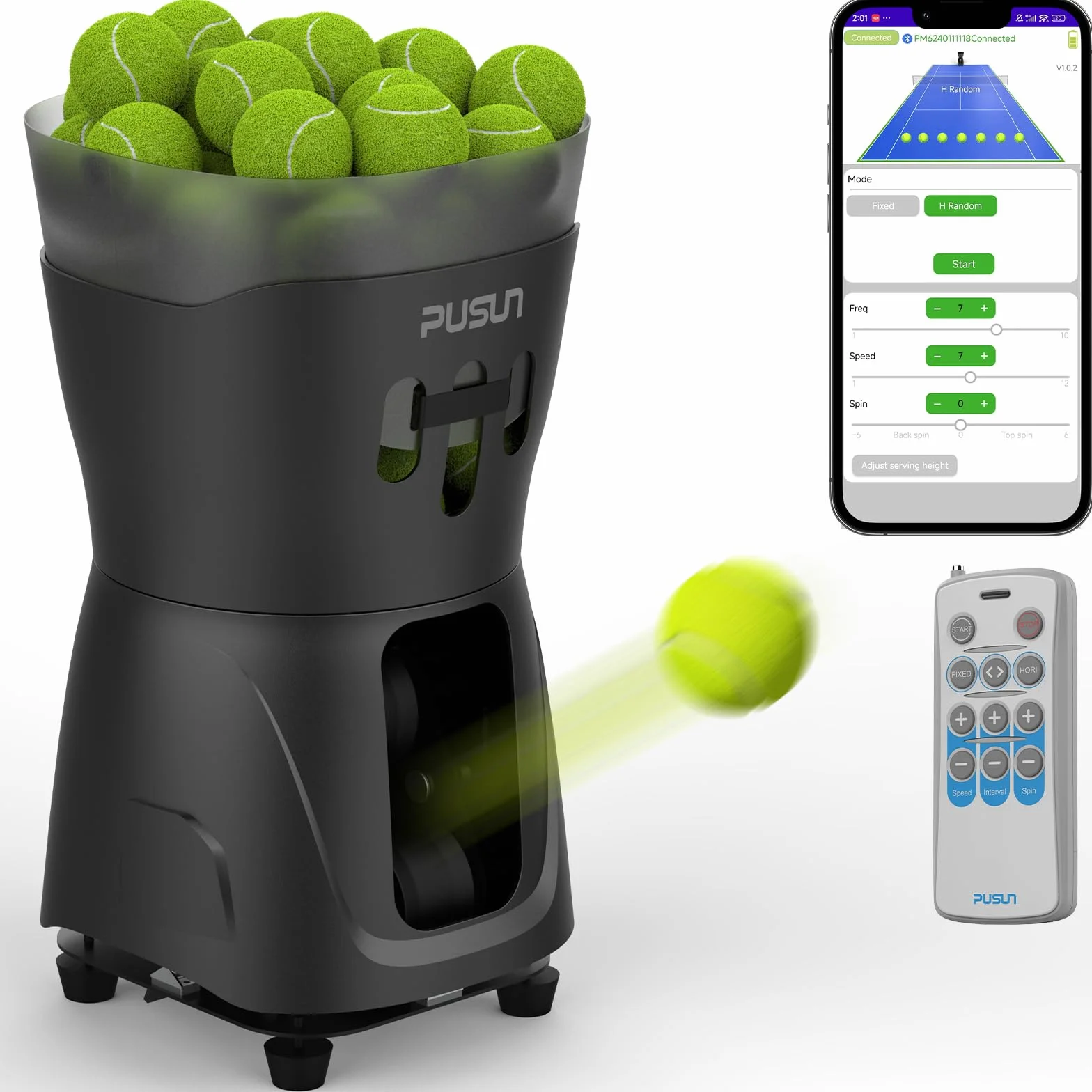 PT-Mini Pro Tennis Ball Machine: Automatyczna obsługa z regulowaną prędkością i kątem, zdalne sterowanie, narzędzie treningowe