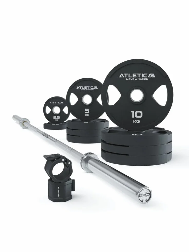 ATLETICA Sigma Starter zestaw hantli treningowych Sigma | 65 kg Dual-Gripper Plates | Pro Collars | Twoje wejście w świat sportów siłowych