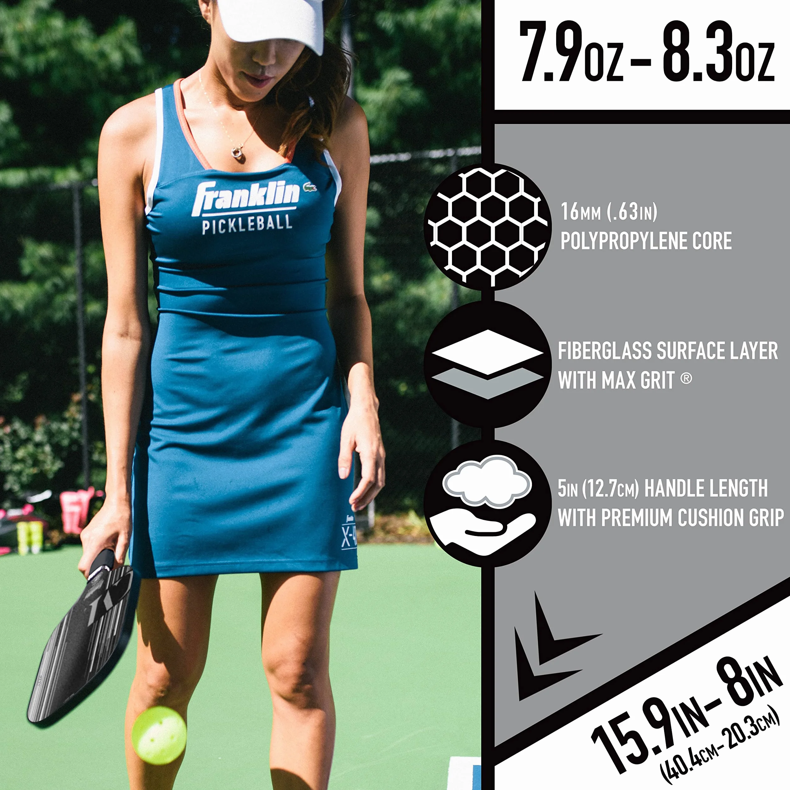 Franklin Sports Pro Pickleball Paddle - Pro Tournament Pickleball Paddle - Extra Grip MaxGrit Technology - Christine McGrath Pickleball Paddle
