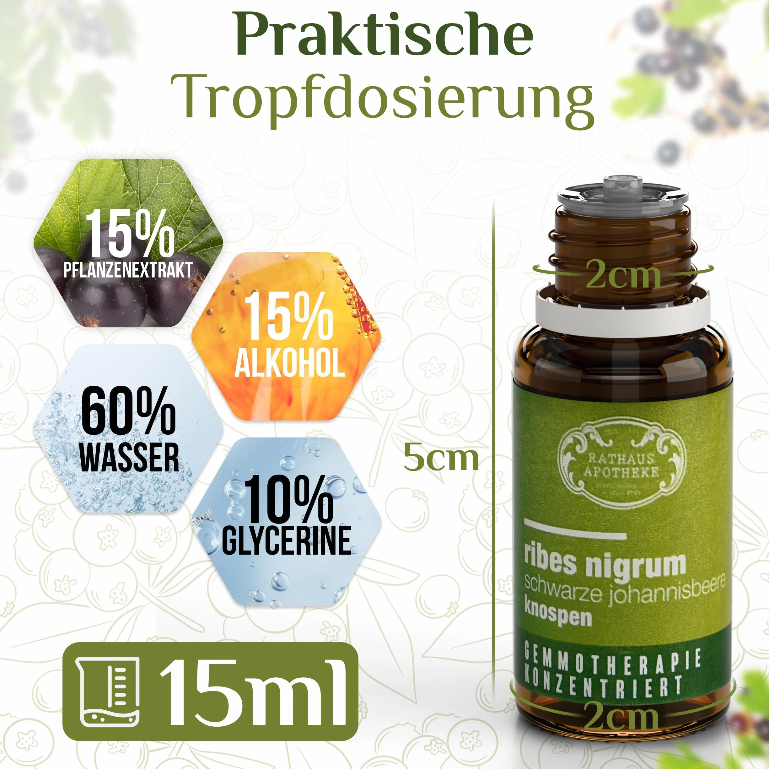 Skoncentrowany ekstrakt z pąków – gemoterapia – Ribes nigrum – czarna porzeczka – alergia, energia, immunoster – 15 ml