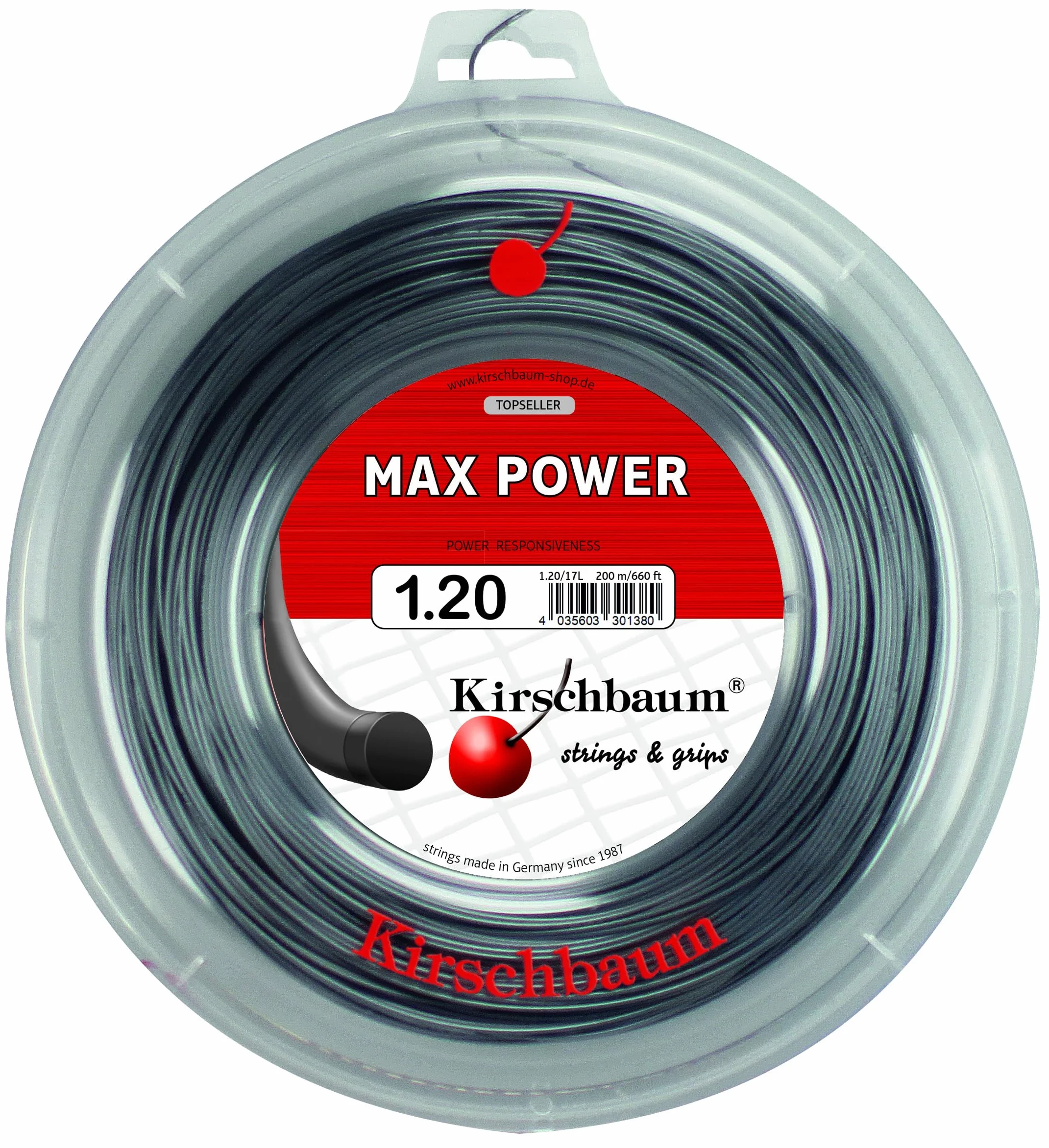Kirschbaum Kołowrotek do strun Max Power, antracyt, 1,20 m x 200 mm 010526021810006