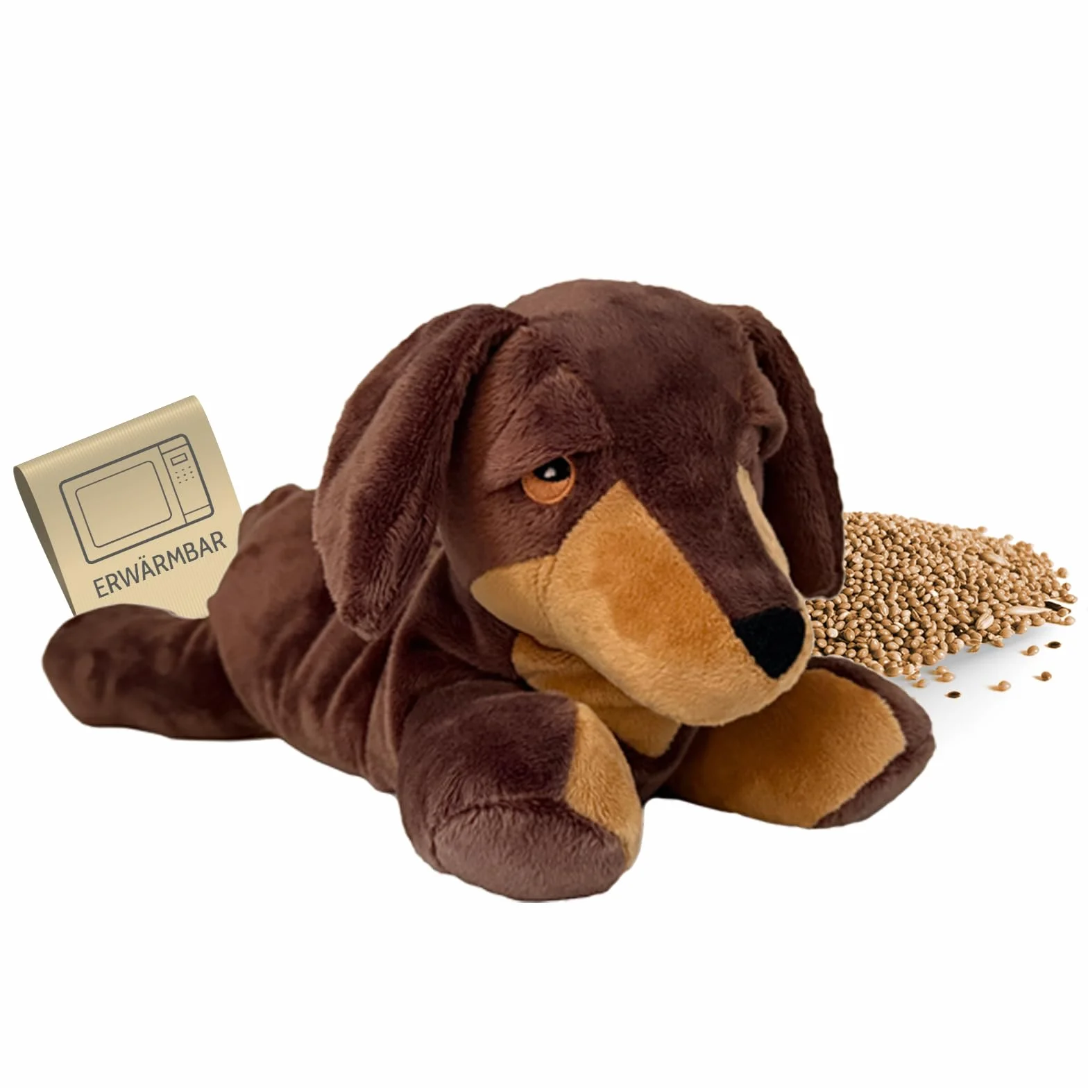 Habibi Plush poduszka termiczna/pluszak dla dzieci i dorosłych – 2045 jamniczek z nadzieniem z prosa, podgrzewana przytulanka do podgrzewania w kuchence mikrofalowej/piekarniku, idealna również dla