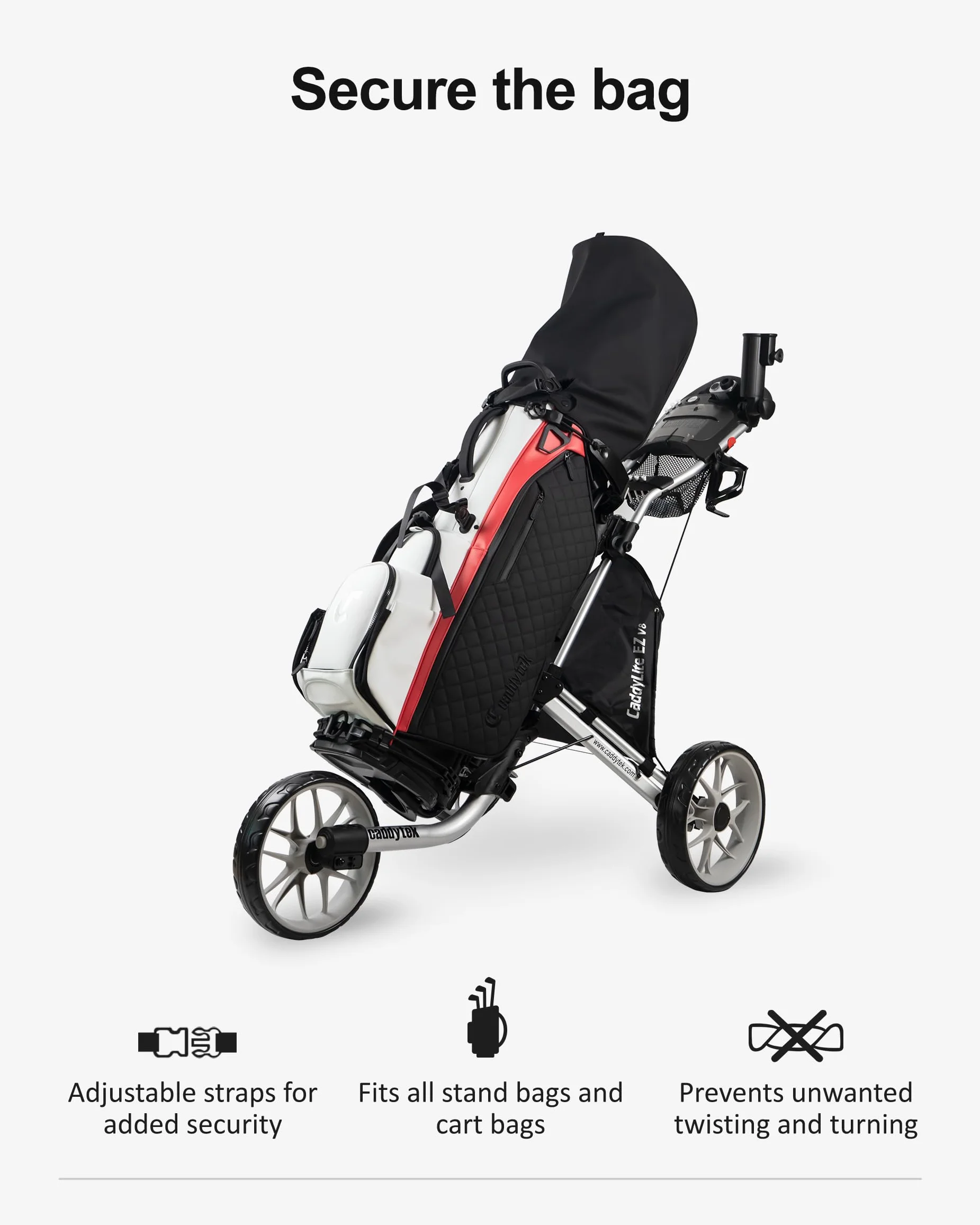 Caddytek CaddyLite EZ V8 3-kołowy wózek golfowy składany lekki z hamulcem nożnym