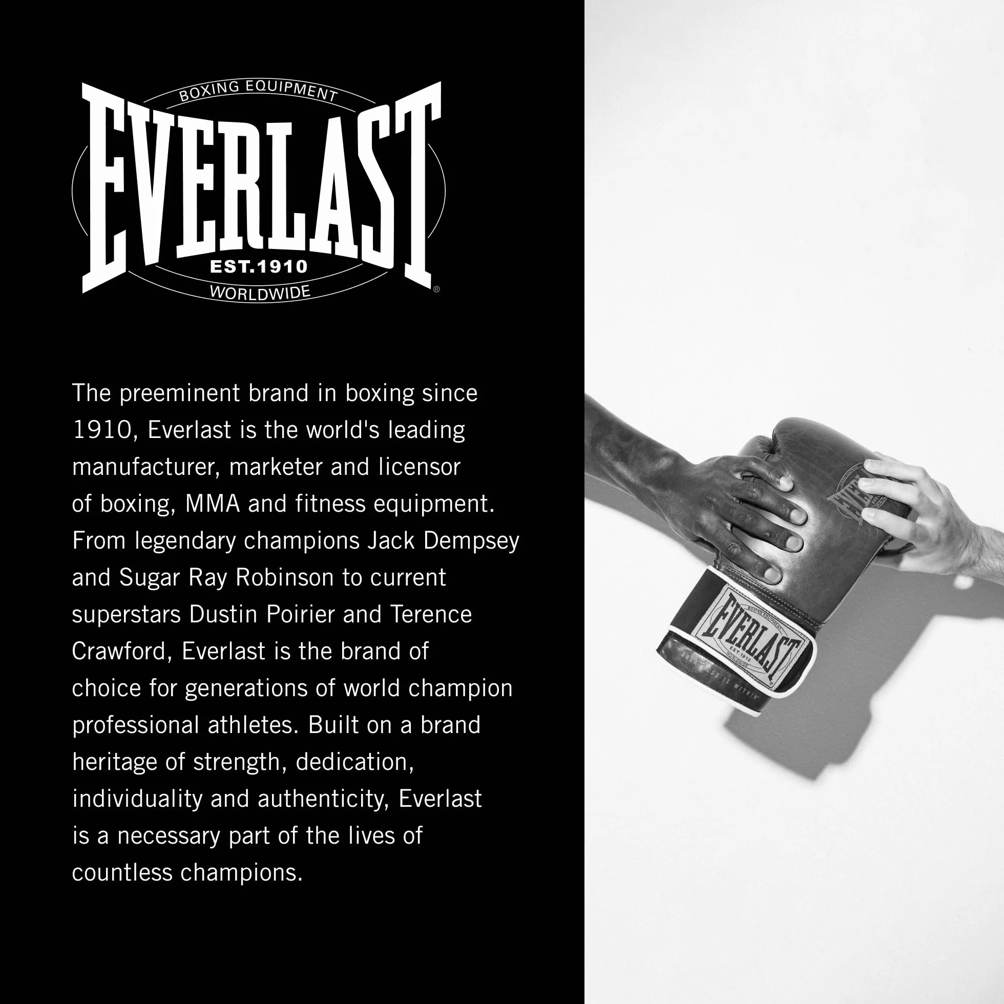 Everlast 1910 Rękawice bokserskie, zaawansowane rękawice dla mężczyzn i kobiet, haczyk i pętelka z potrójną pianką i podparciem nadgarstka, do zapobiegania urazom, trening ciężkich toreb i speedbagów