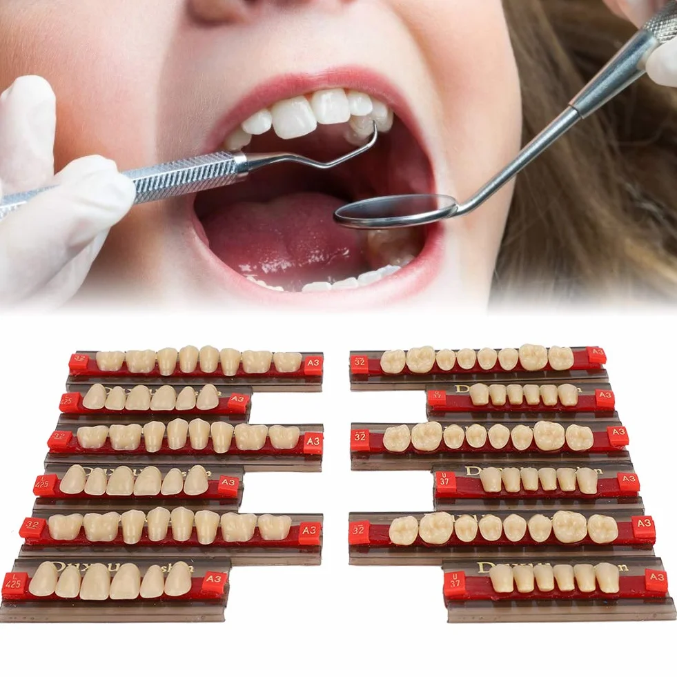 12 sztuk sztuczne zęby żywica proteza materiał dentystyczny żywica syntetyczna fałszywe zęby do wymiany DIY Halloween Artykuły dentystyczne