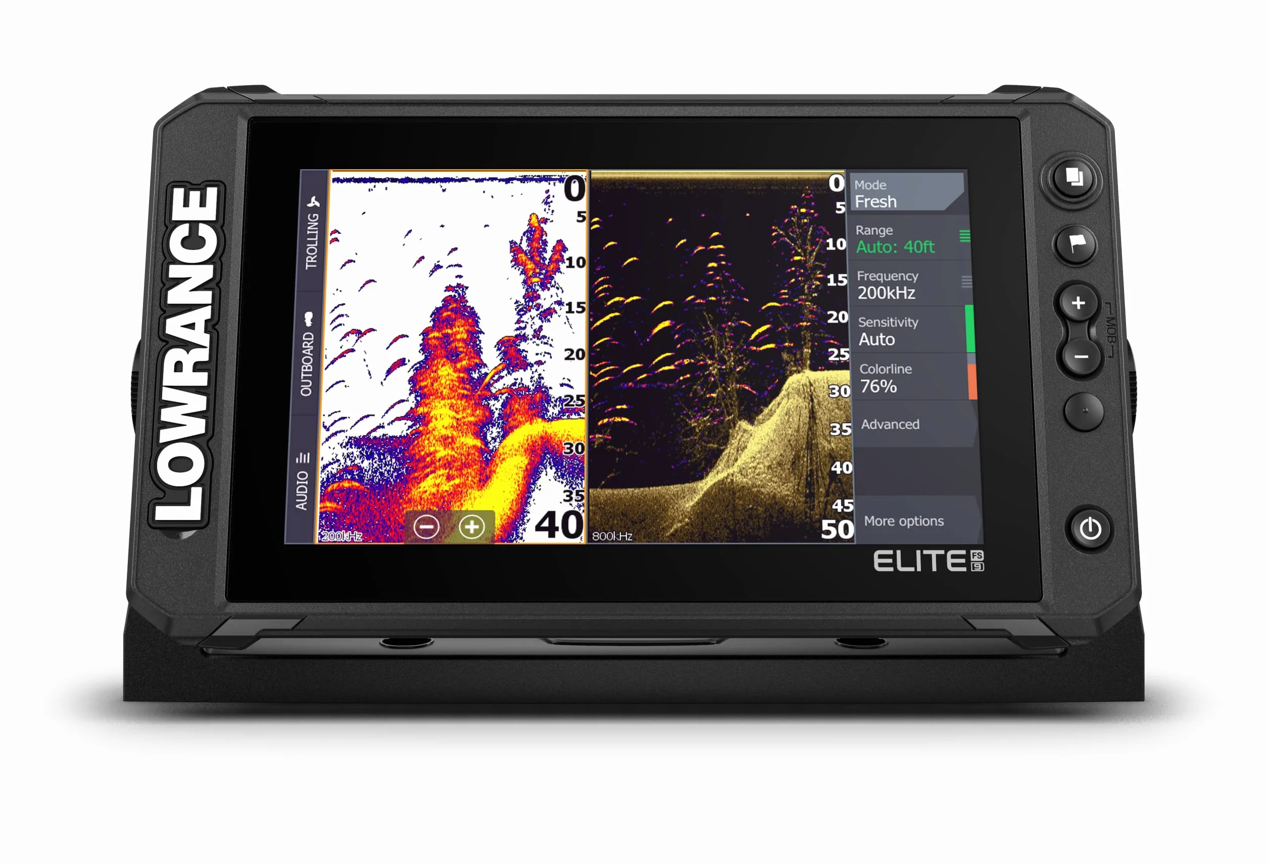 Lowrance Elite FS Series wykrywacze ryb z wstępnie załadowanymi wykresami C-MAP Contour+, kompatybilne z aktywnym celem