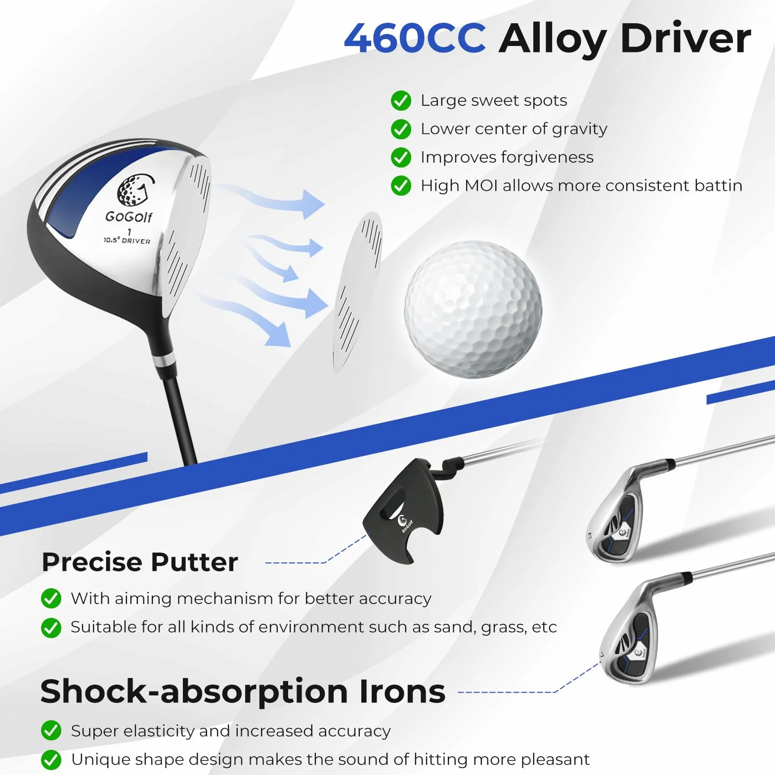 LIFEZEAL Męski zestaw kijów golfowych przenośny 7 przegródek dla praworęcznych