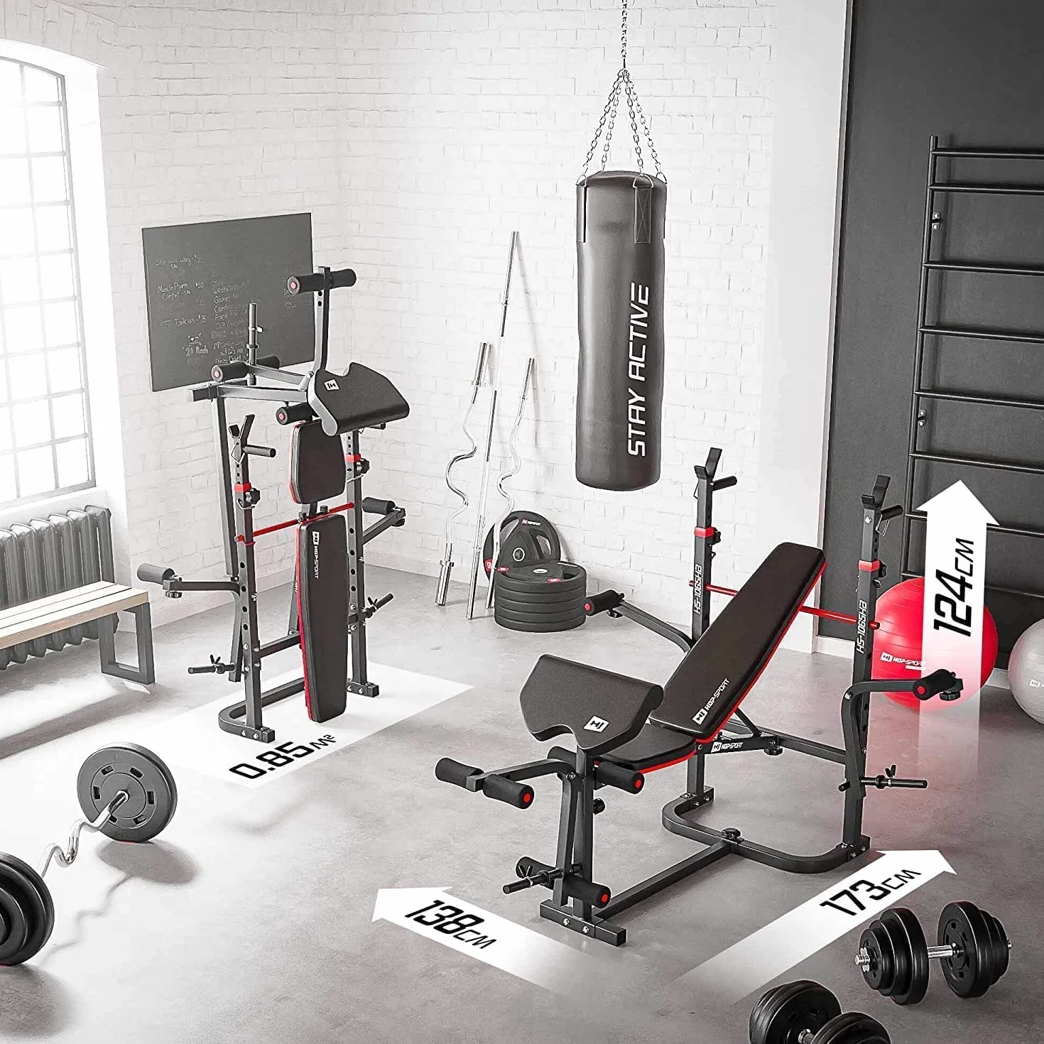 Hop-Sport 1065 ławka do podnoszenia ciężarów 38-135 kg