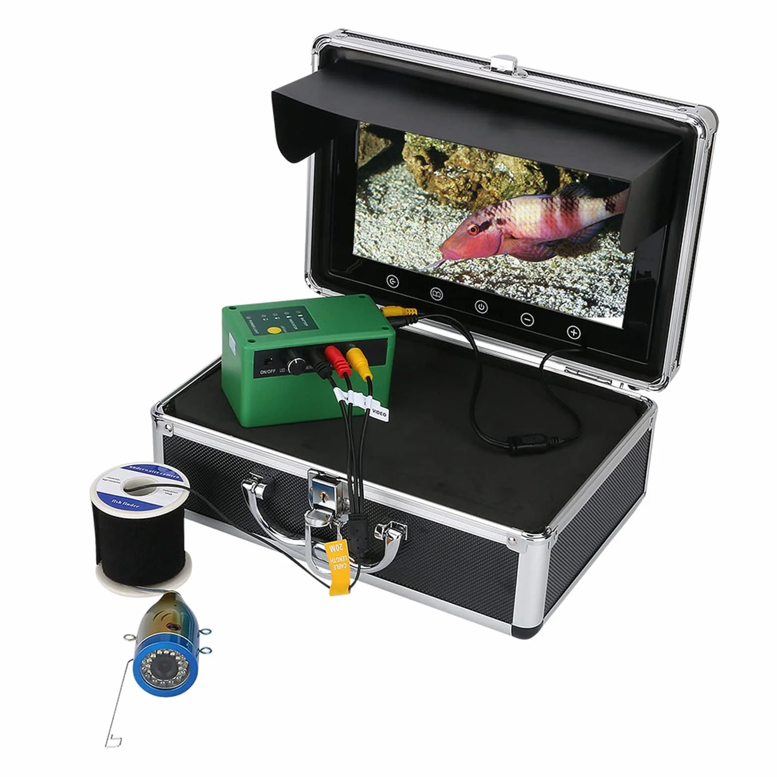 Podwodna Kamera Wędkarska 30m 10-calowy Monitor LCD 1000TVL 15 Lamp IR Wodoodporna Wykrywacz Ryb Wideo
