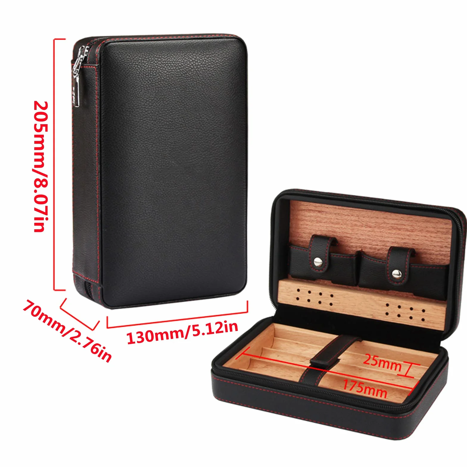 Ręcznie wykonany humidor do cygar, przenośny, skórzany humidor cedrowy, zestaw do cygar na krótkie wycieczki, drewno cedrowe, etui na cygara, humidor na 4 cygara, akcesoria do cygar