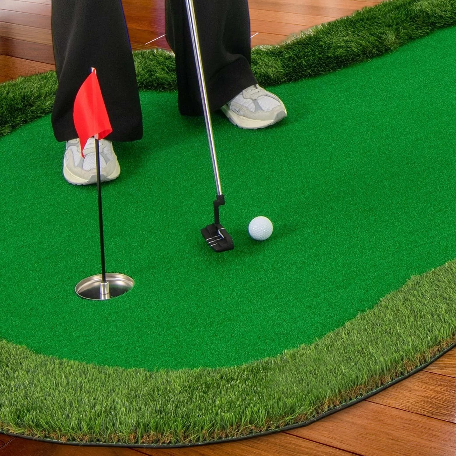 COSTWAY mata do ćwiczeń golfowych 300x150 cm 3 otwory z piłkami